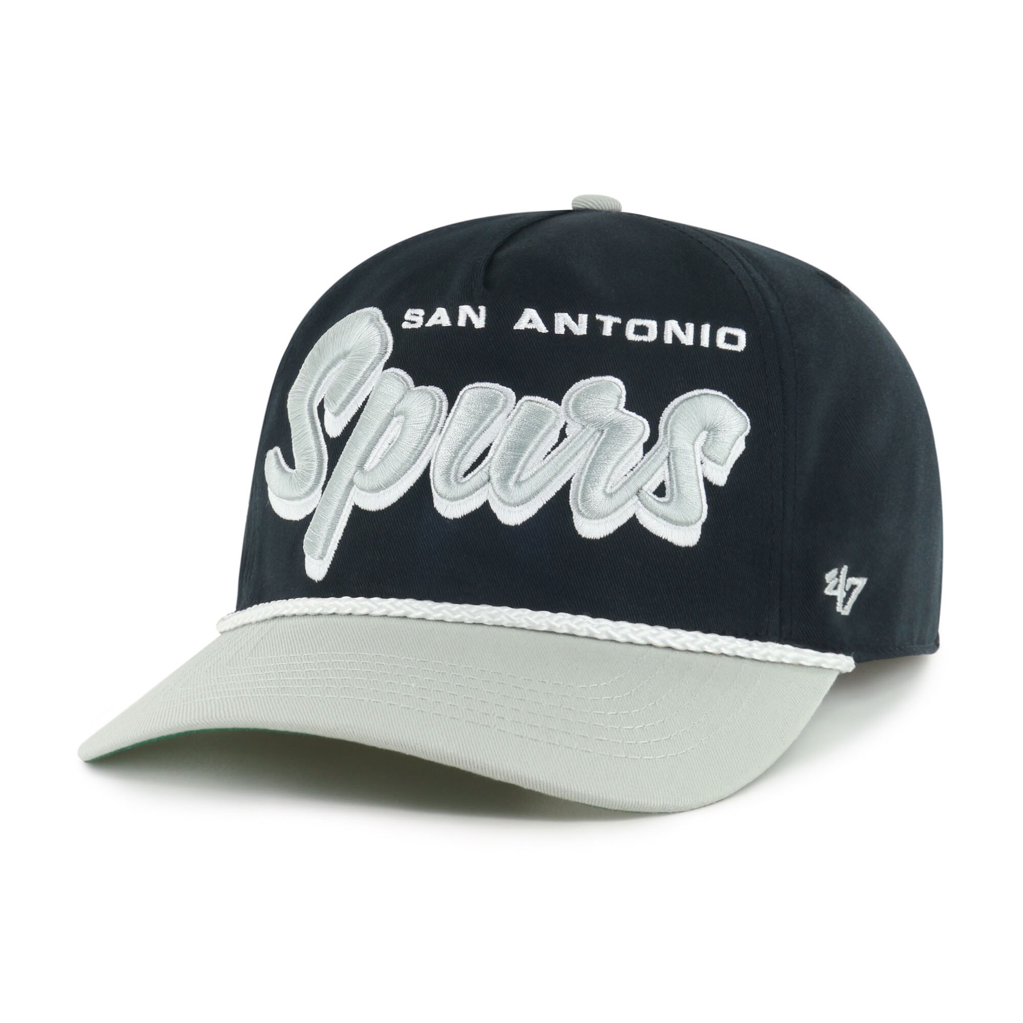 San Antonio Spurs mens san antonio spurs 47 blacksilver dropshadow rope hitch adjustable hat Collection | Official Spurs Store