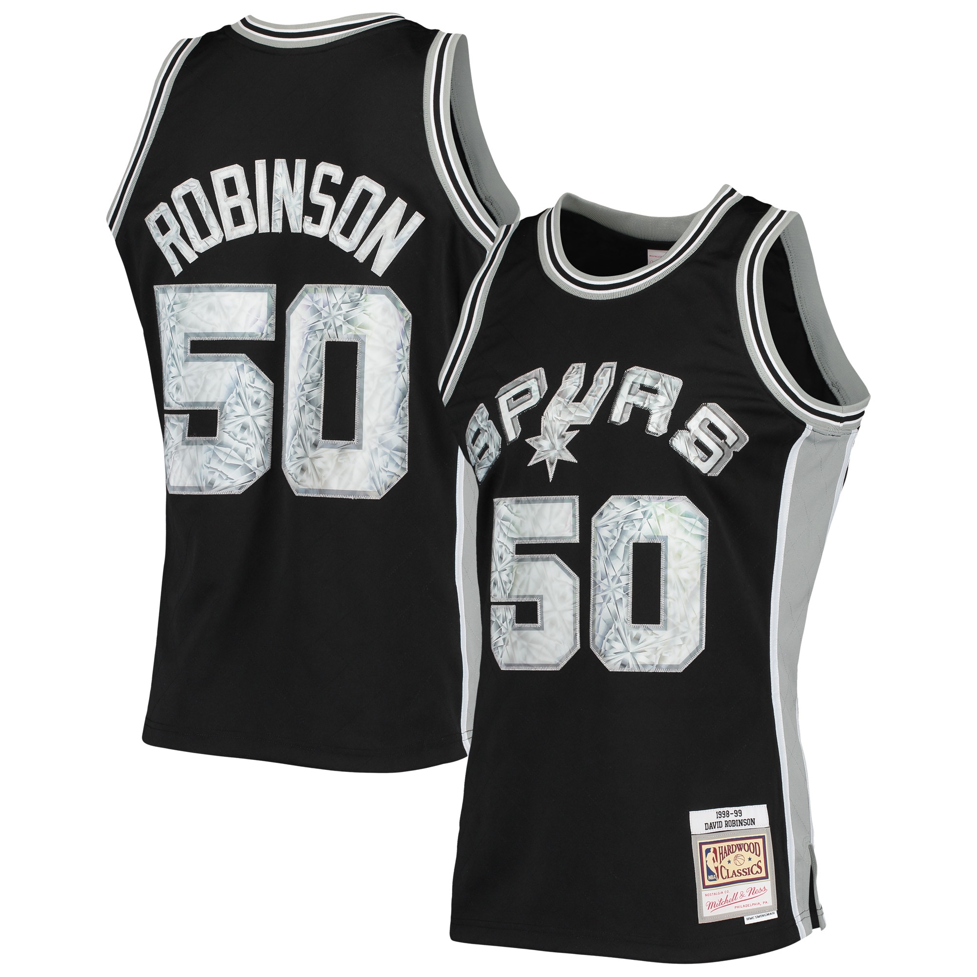 San Antonio Spurs mens san antonio spurs david robinson mitchell  ness black 199899 hardwood classics nba 75th anniversary diamond swingman jersey Collection | Official Spurs Store