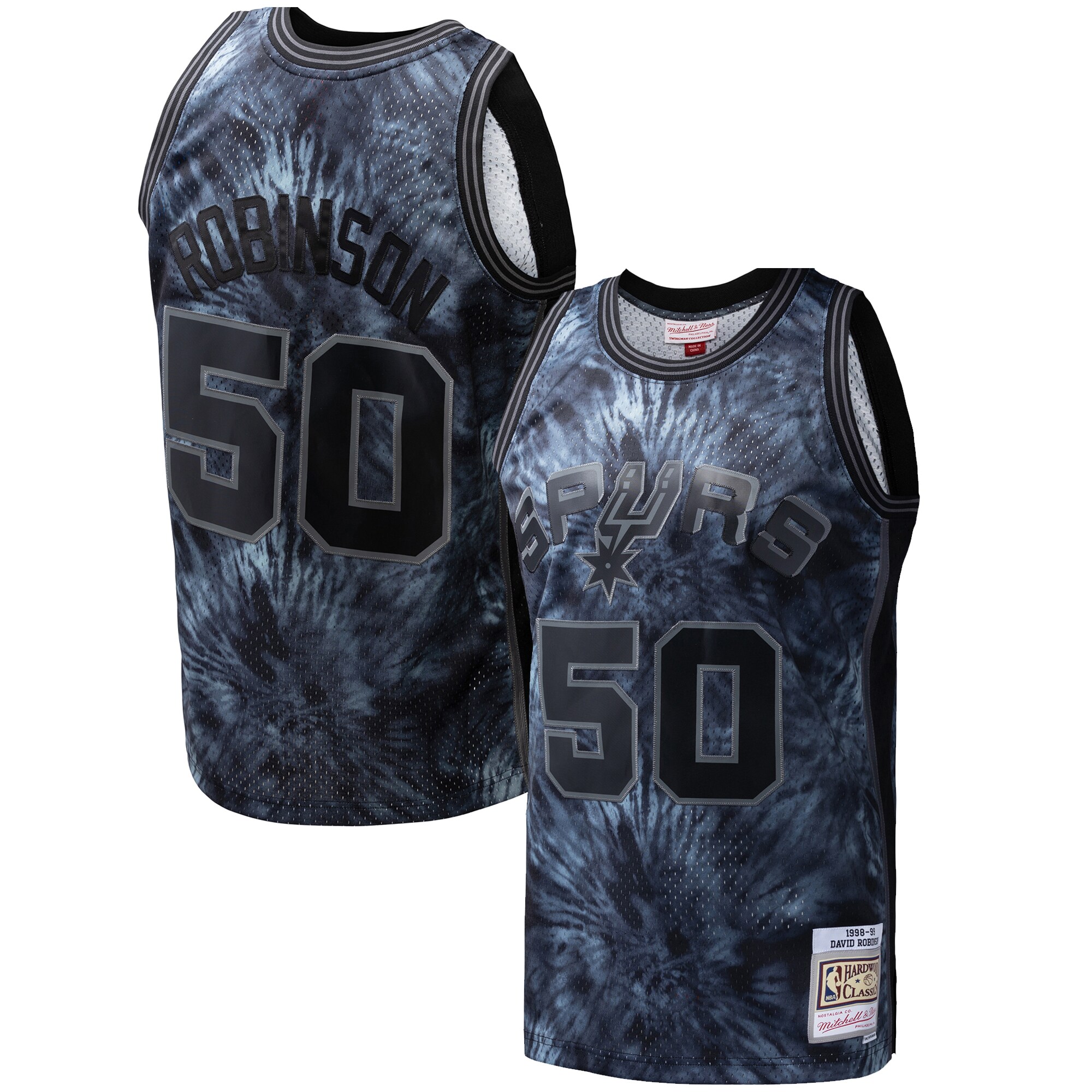 San Antonio Spurs mens san antonio spurs david robinson mitchell  ness black hardwood classics 199899 tie-dye swingman jersey Collection | Official Spurs Store