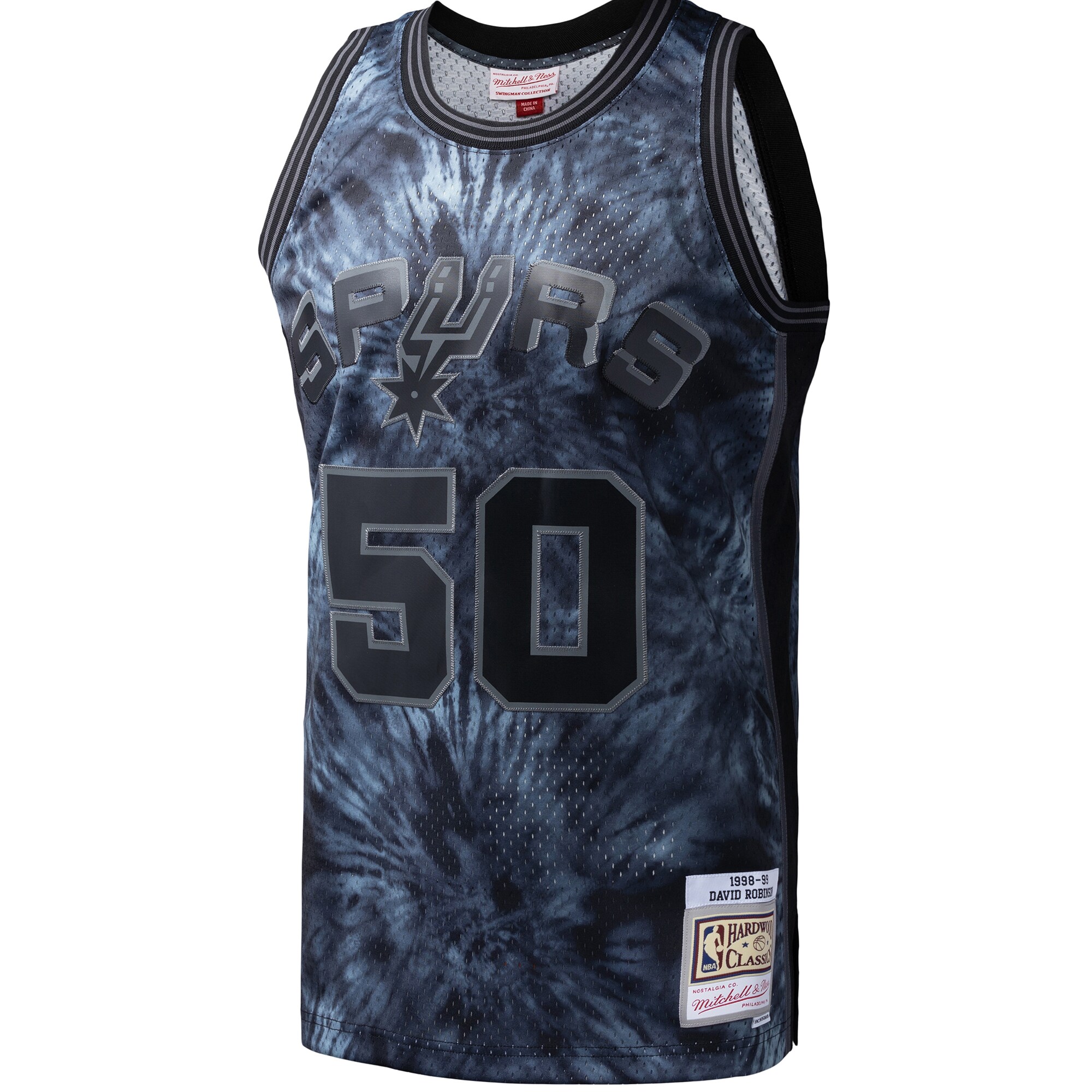 San Antonio Spurs mens san antonio spurs david robinson mitchell  ness black hardwood classics 199899 tie-dye swingman jersey Collection | Official Spurs Store