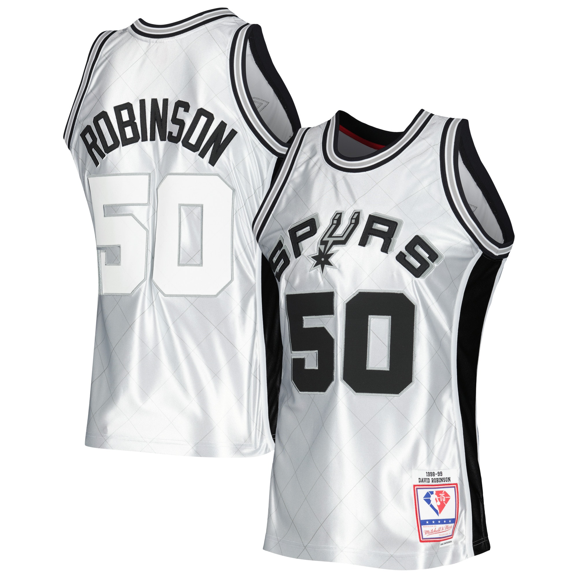 San Antonio Spurs mens san antonio spurs david robinson mitchell  ness platinum 199899 hardwood classics 75th anniversary swingman jersey Collection | Official Spurs Store