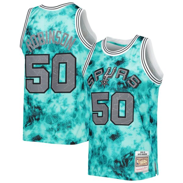 San Antonio Spurs mens san antonio spurs david robinson mitchell  ness teal 199899 galaxy swingman jersey Collection | Official Spurs Store