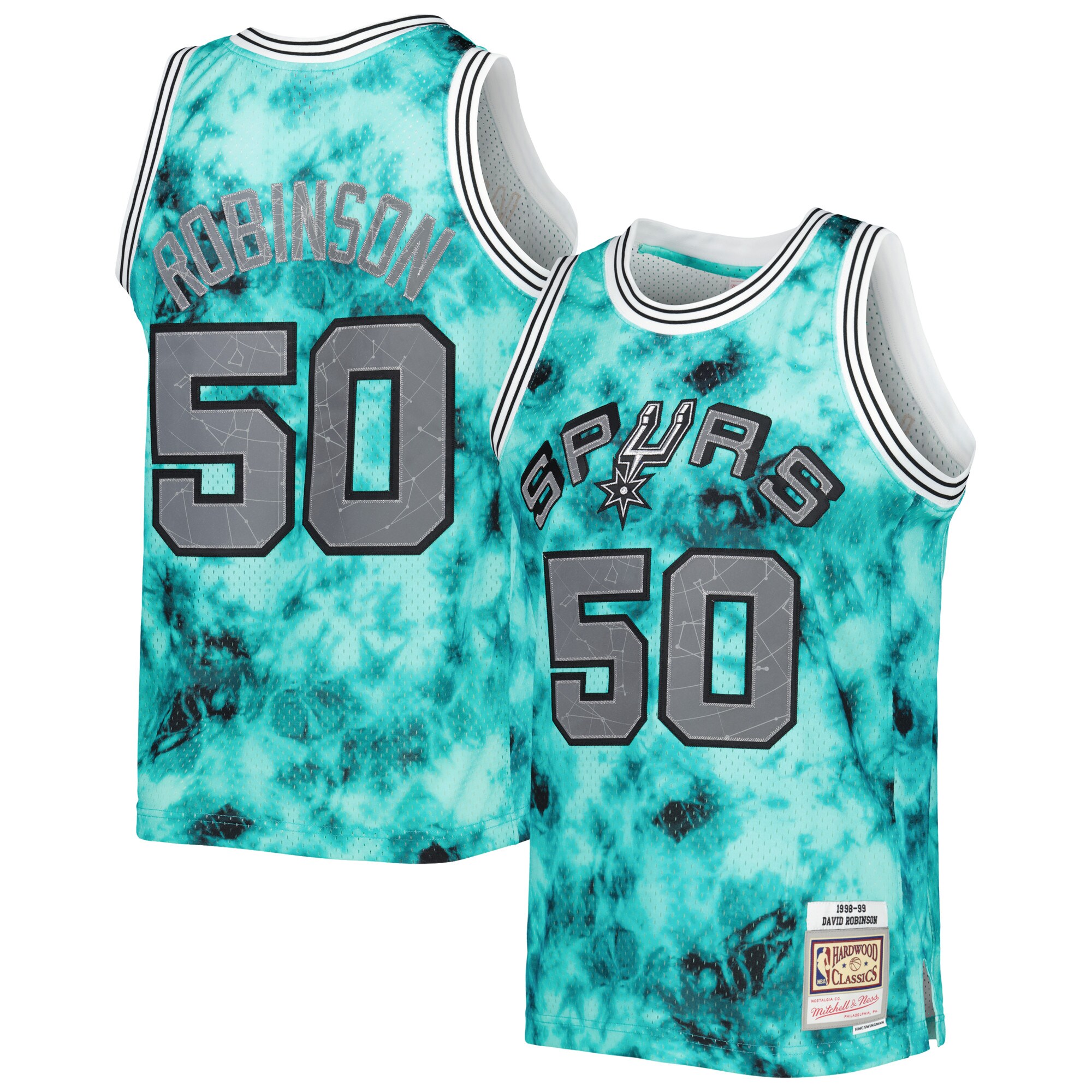 San Antonio Spurs mens san antonio spurs david robinson mitchell  ness teal 199899 galaxy swingman jersey Collection | Official Spurs Store