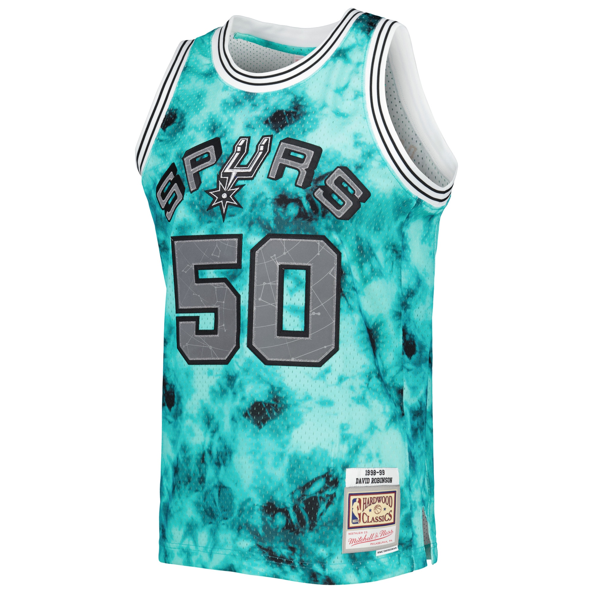 San Antonio Spurs mens san antonio spurs david robinson mitchell  ness teal 199899 galaxy swingman jersey Collection | Official Spurs Store