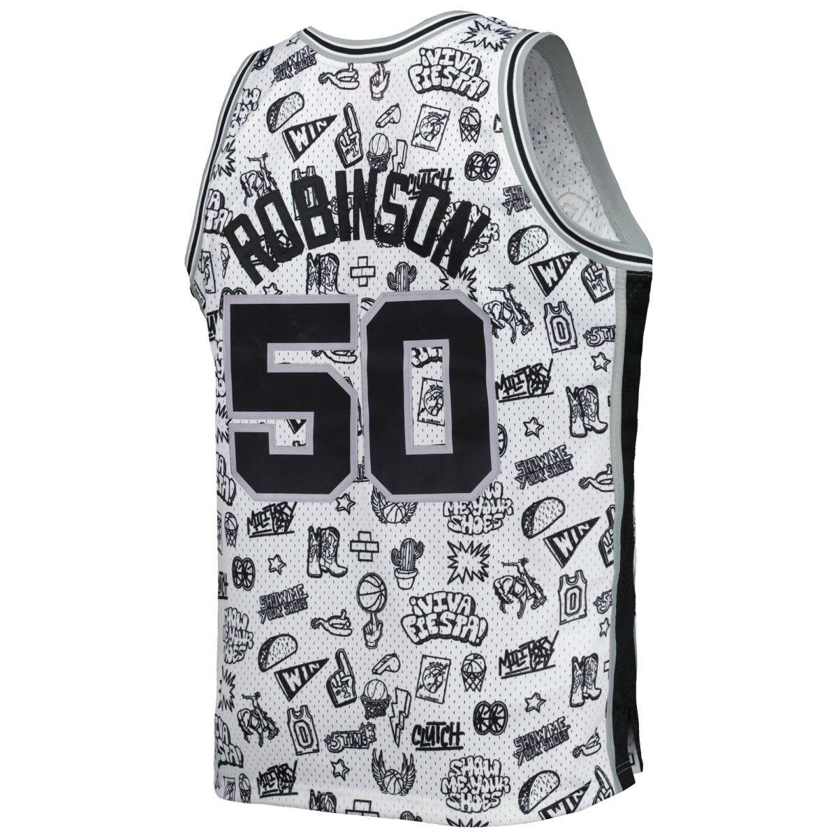 San Antonio Spurs mens san antonio spurs david robinson mitchell  ness white 199899 hardwood classics doodle swingman player jersey Collection | Official Spurs Store