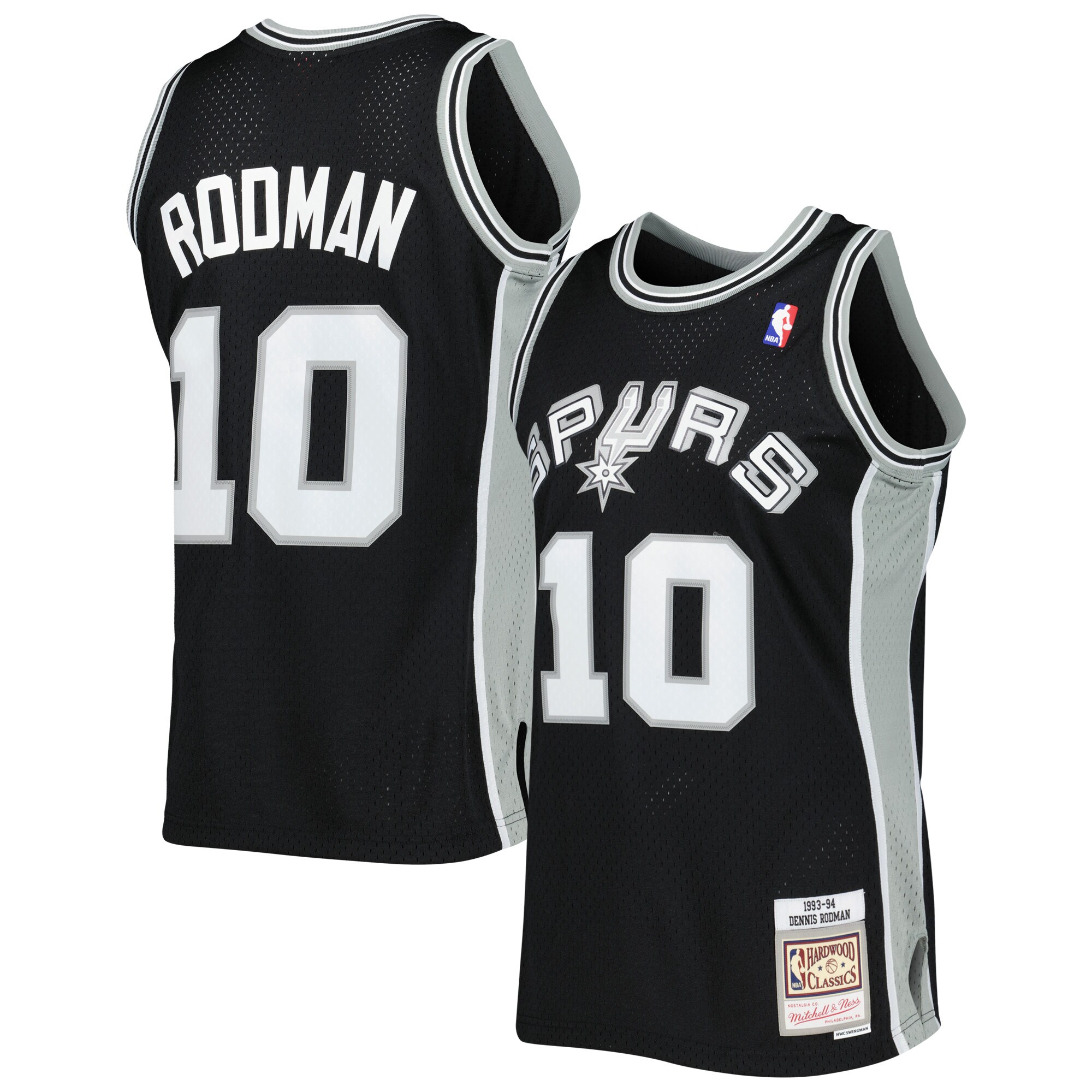 San Antonio Spurs mens san antonio spurs dennis rodman mitchell  ness black 199394 hardwood classics swingman jersey Collection | Official Spurs Store