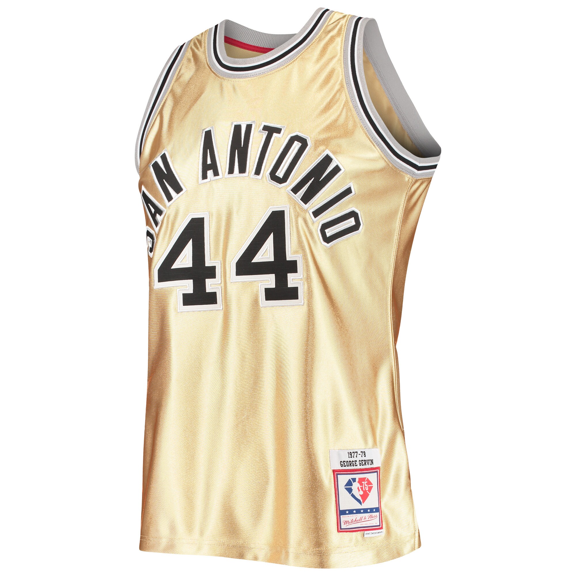 San Antonio Spurs mens san antonio spurs george gervin gold mitchell  ness 75th anniversary 197778 hardwood classics swingman jersey Collection | Official Spurs Store