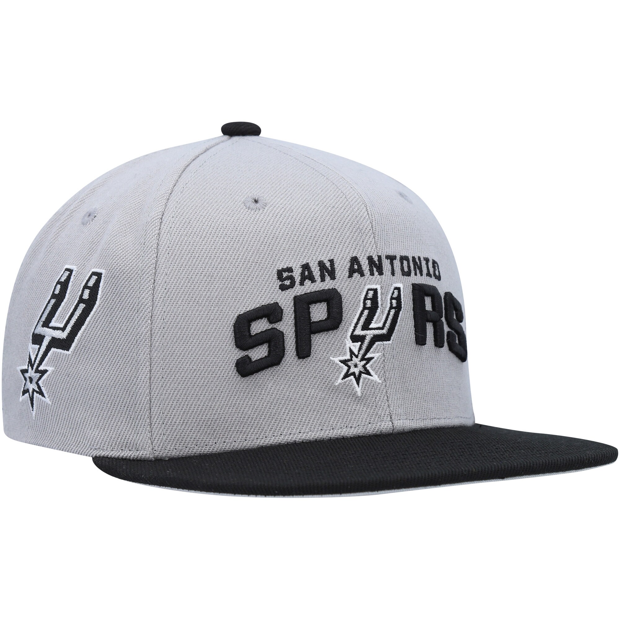 San Antonio Spurs mens san antonio spurs mitchell  ness grayblack side core 2.0 snapback hat Collection | Official Spurs Store