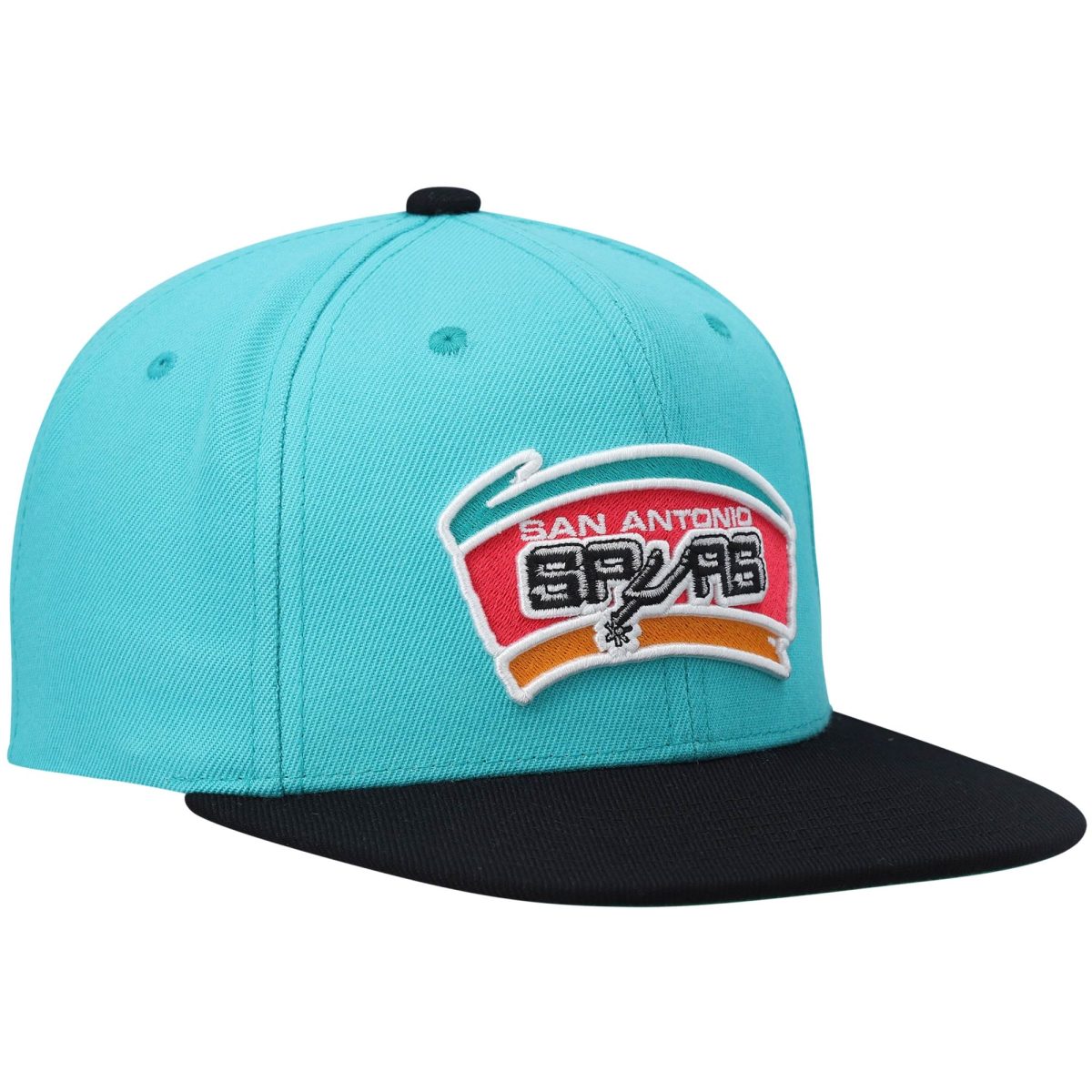 San Antonio Spurs mens san antonio spurs mitchell  ness tealblack hardwood classics team two-tone 2.0 snapback hat Collection | Official Spurs Store