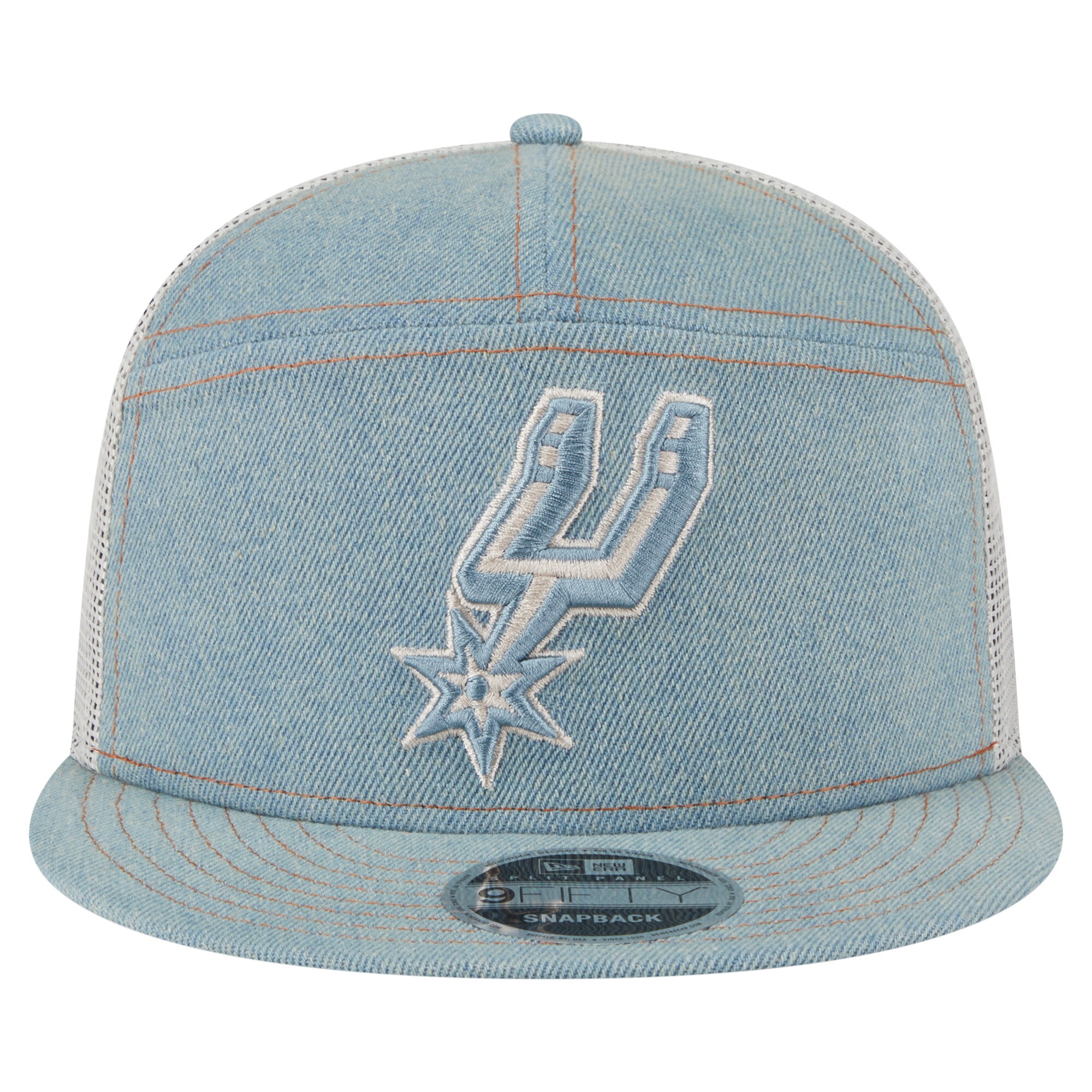 San Antonio Spurs mens san antonio spurs new era adventure denim split panel 9fifty snapback trucker hat Collection | Official Spurs Store