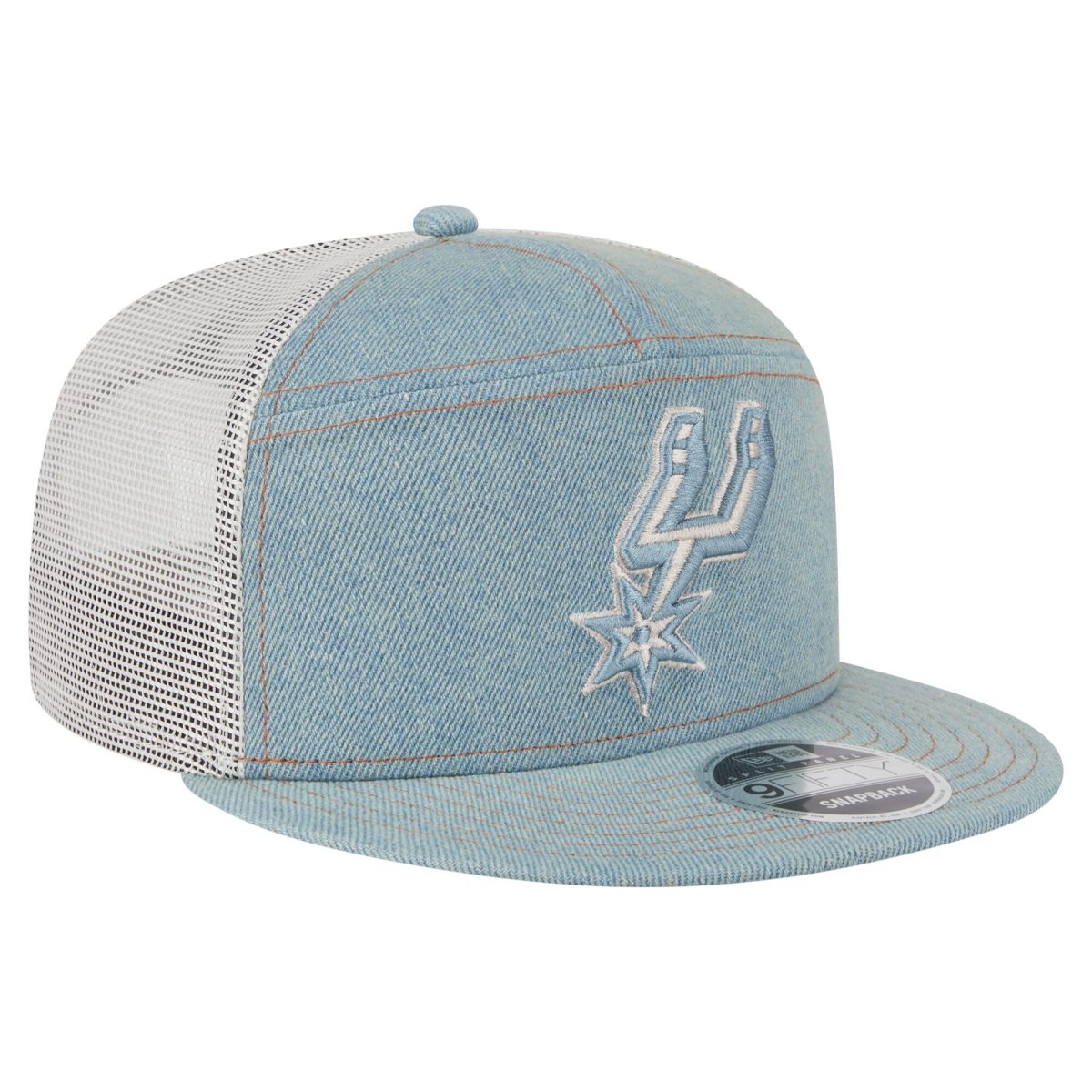 San Antonio Spurs mens san antonio spurs new era adventure denim split panel 9fifty snapback trucker hat Collection | Official Spurs Store