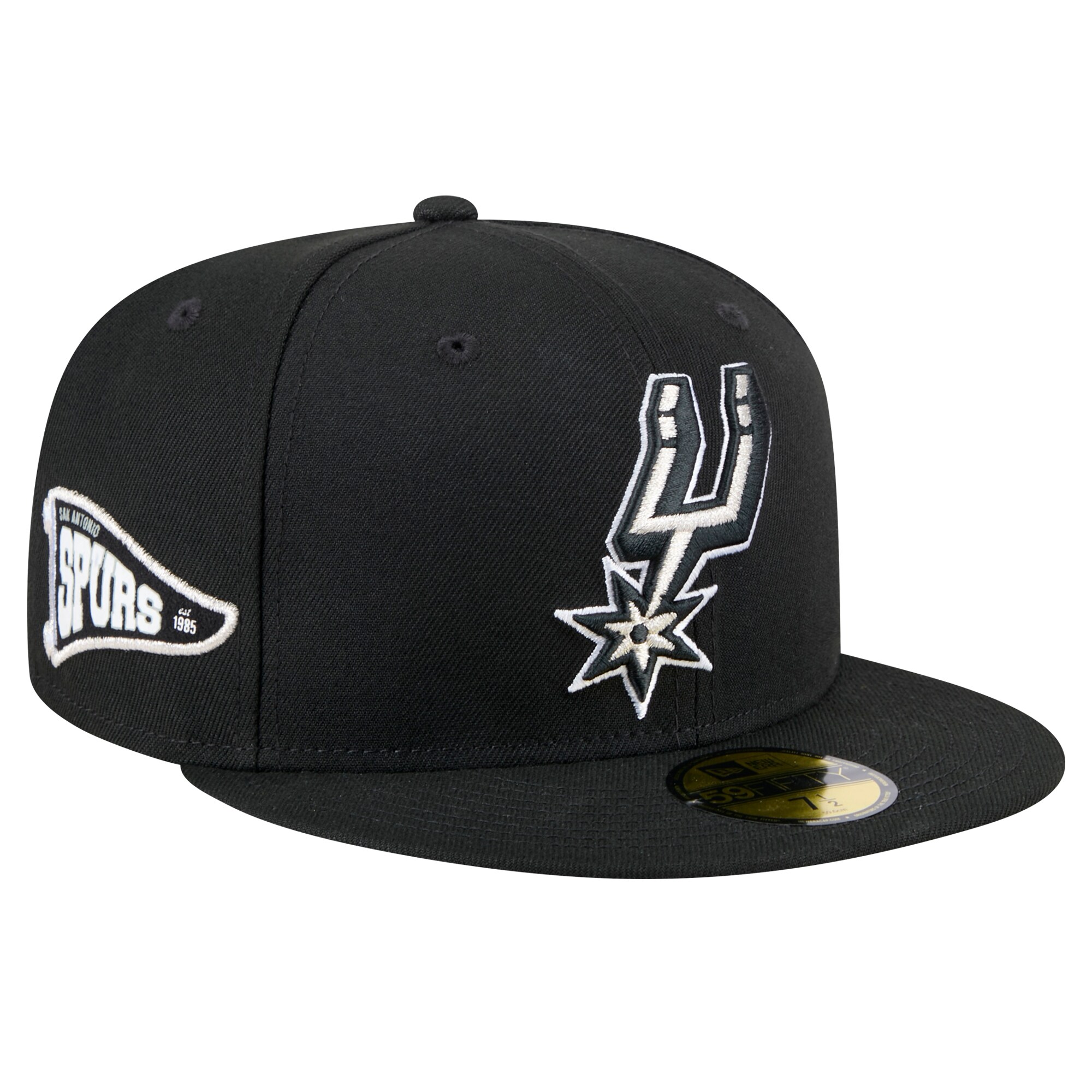 San Antonio Spurs mens san antonio spurs new era black throwback pennant 59fifty fitted hat Collection | Official Spurs Store