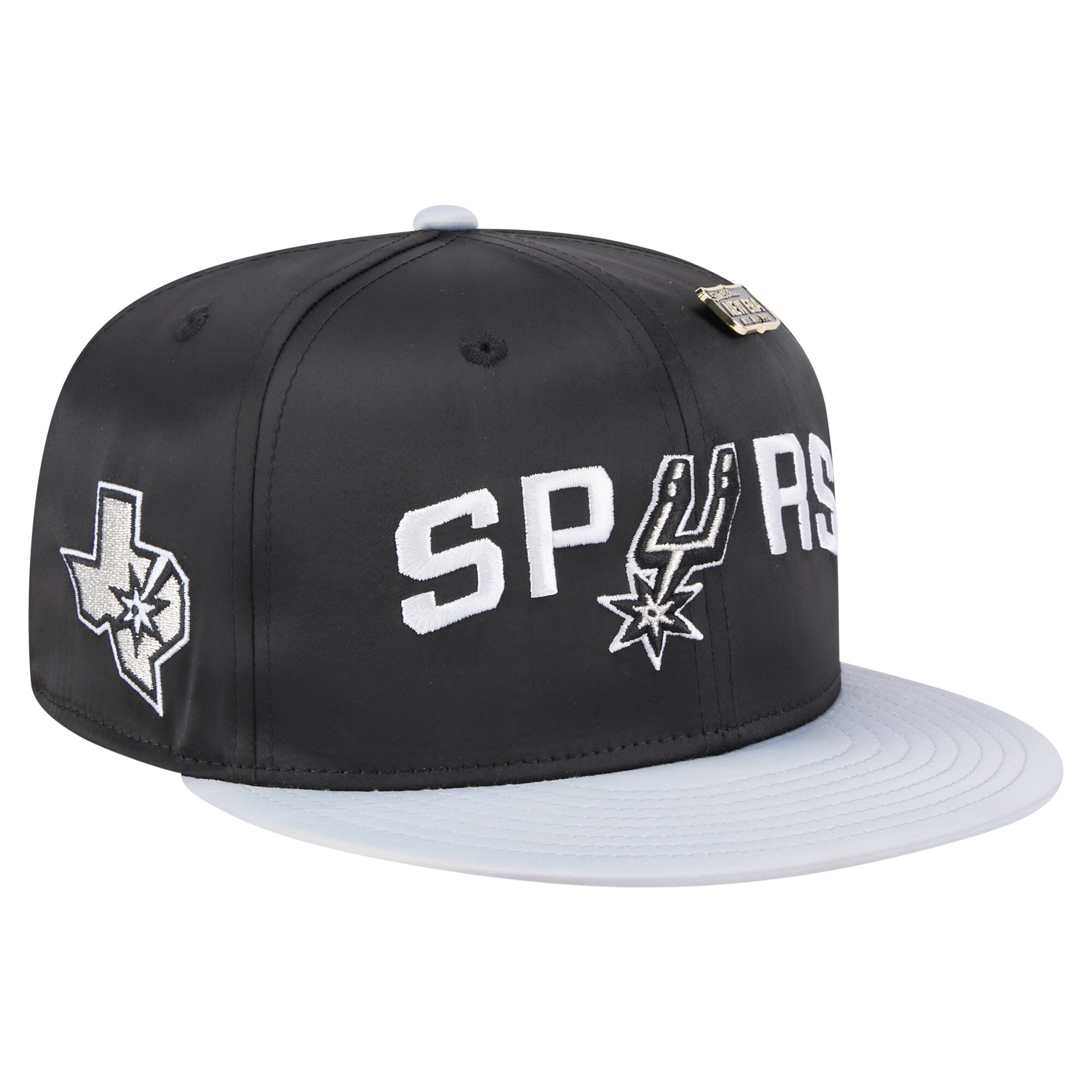 San Antonio Spurs mens san antonio spurs new era blacksilver throwback satin vintage pin two-tone 59fifty fitted hat Collection | Official Spurs Store