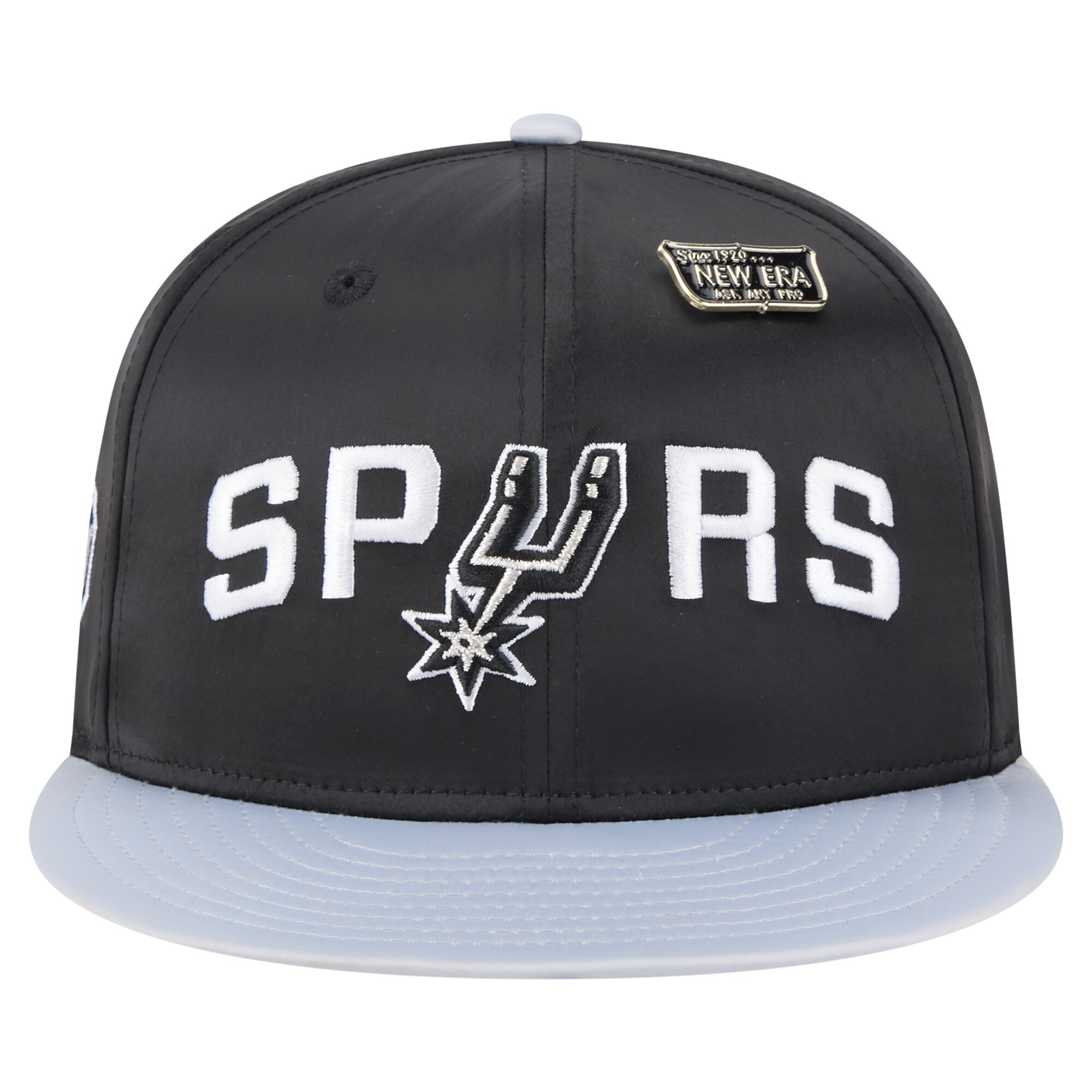 San Antonio Spurs mens san antonio spurs new era blacksilver throwback satin vintage pin two-tone 59fifty fitted hat Collection | Official Spurs Store