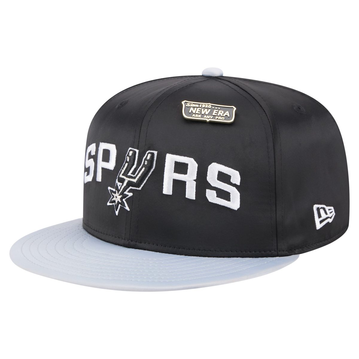 San Antonio Spurs mens san antonio spurs new era blacksilver throwback satin vintage pin two-tone 59fifty fitted hat Collection | Official Spurs Store