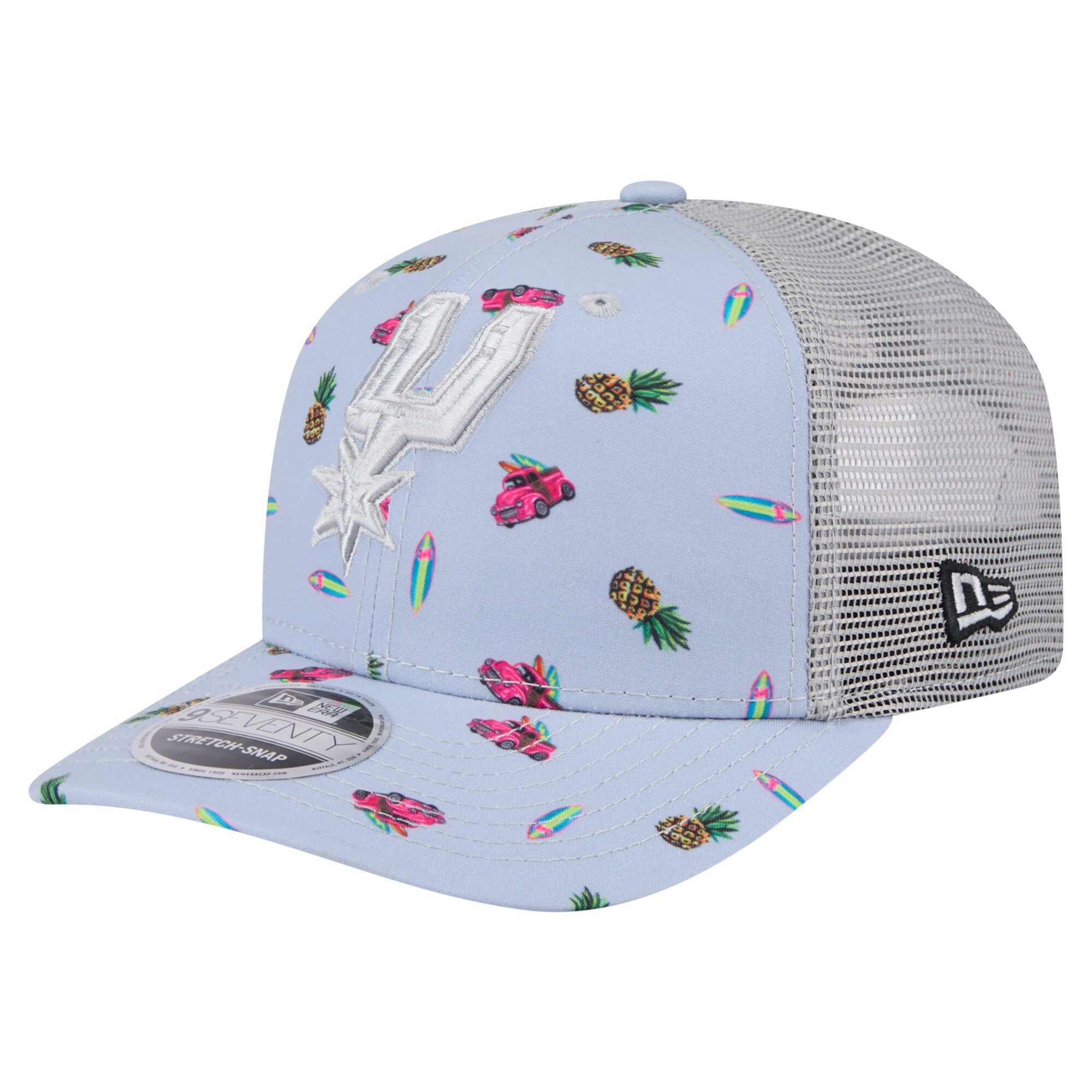 San Antonio Spurs mens san antonio spurs new era light bluegray adventure aloha pattern 9seventy stretch-snap hat Collection | Official Spurs Store