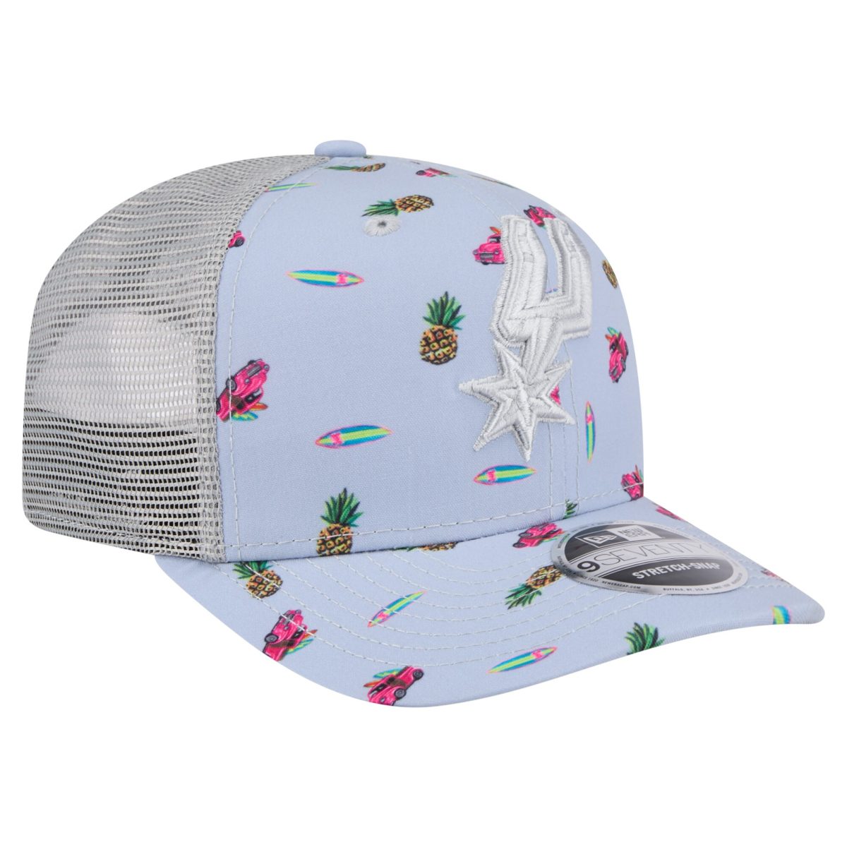San Antonio Spurs mens san antonio spurs new era light bluegray adventure aloha pattern 9seventy stretch-snap hat Collection | Official Spurs Store