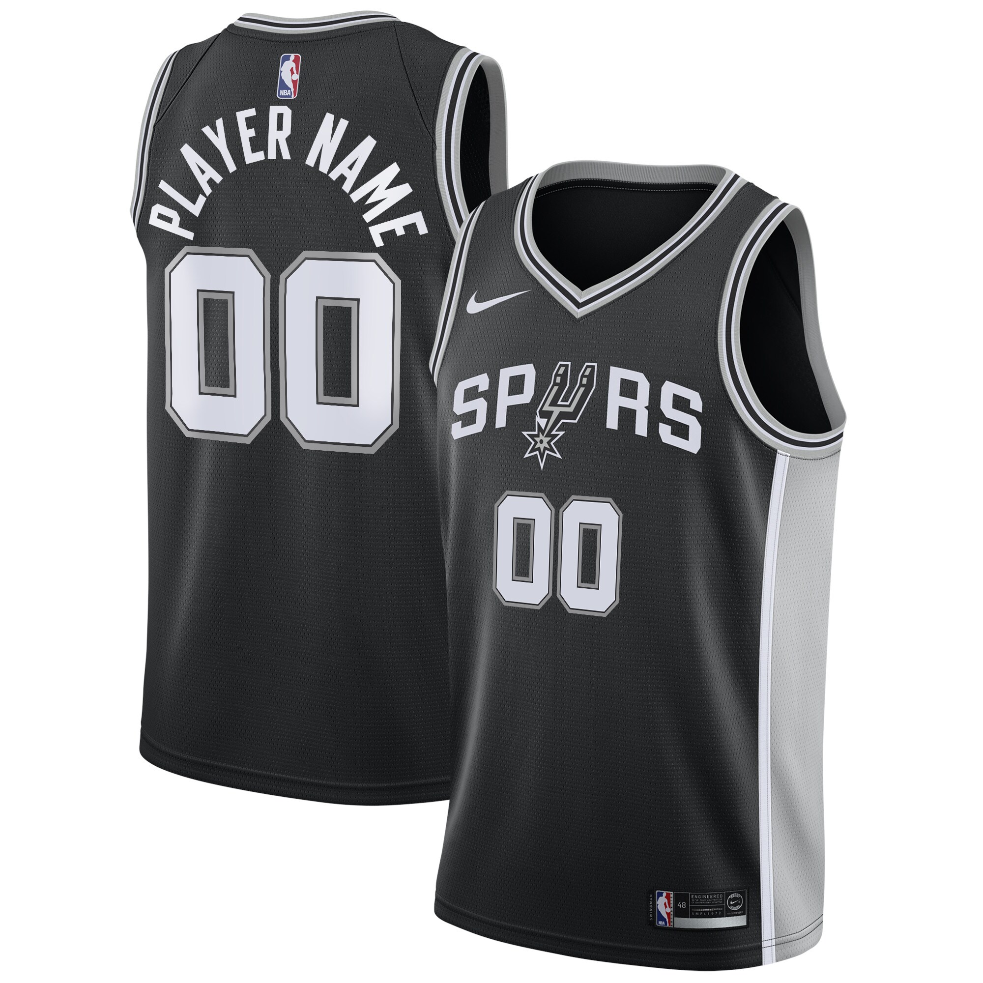 San Antonio Spurs mens san antonio spurs nike black swingman custom jersey – icon edition Collection | Official Spurs Store
