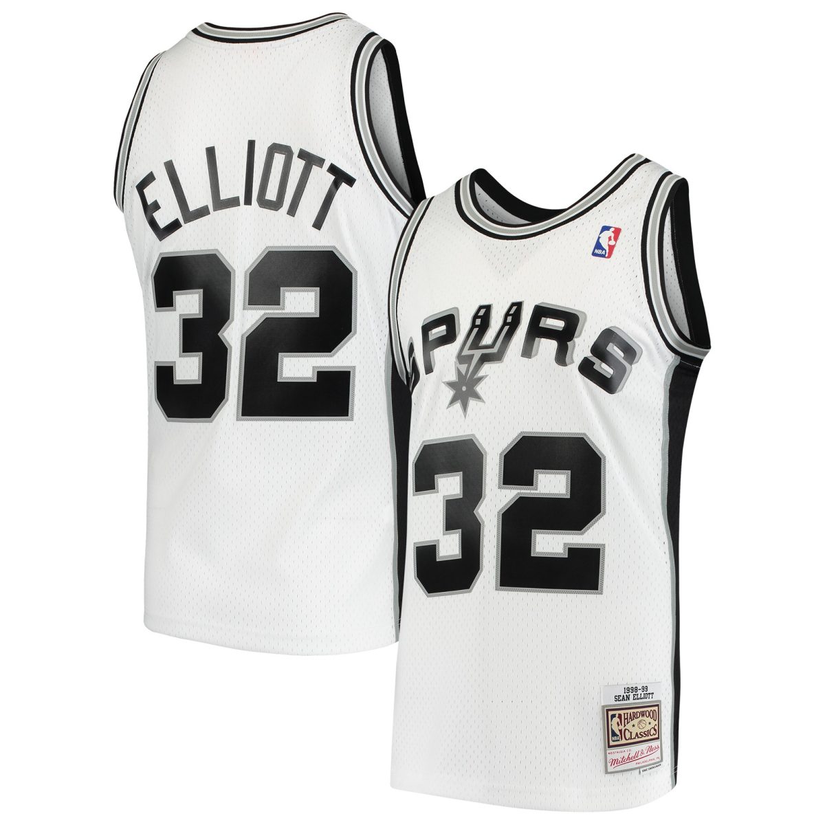 San Antonio Spurs mens san antonio spurs sean elliott mitchell  ness white 199899 hardwood classics swingman jersey Collection | Official Spurs Store