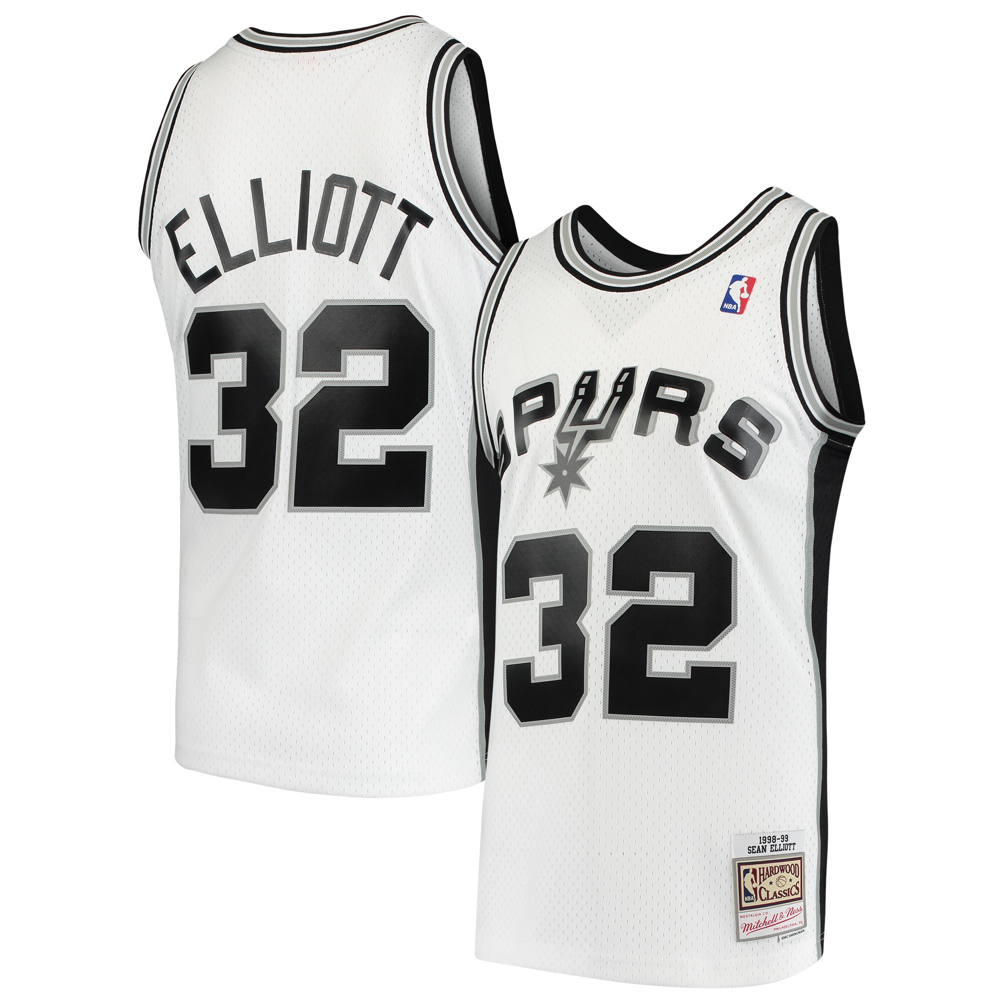 San Antonio Spurs mens san antonio spurs sean elliott mitchell  ness white 199899 hardwood classics swingman jersey Collection | Official Spurs Store
