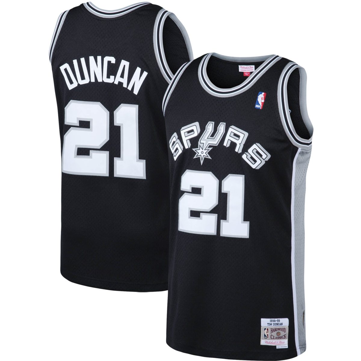 San Antonio Spurs mens san antonio spurs tim duncan mitchell  ness black 199899 big  tall hardwood classics swingman jersey Collection | Official Spurs Store