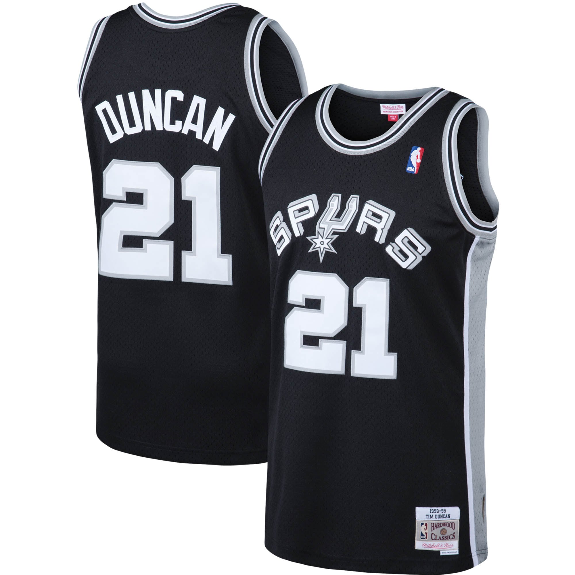 San Antonio Spurs mens san antonio spurs tim duncan mitchell  ness black 199899 big  tall hardwood classics swingman jersey Collection | Official Spurs Store