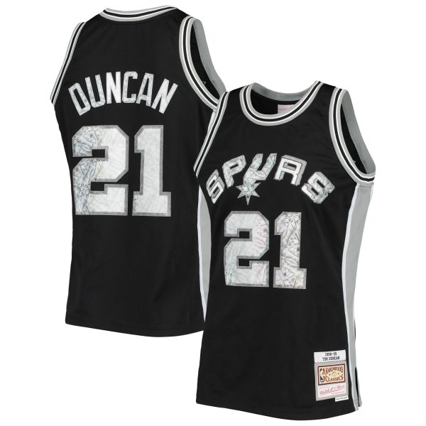 San Antonio Spurs mens san antonio spurs tim duncan mitchell  ness black 199899 hardwood classics nba 75th anniversary diamond swingman jersey Collection | Official Spurs Store