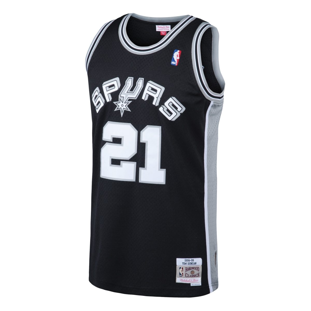 San Antonio Spurs mens san antonio spurs tim duncan mitchell  ness black 199899 hardwood classics swingman jersey Collection | Official Spurs Store