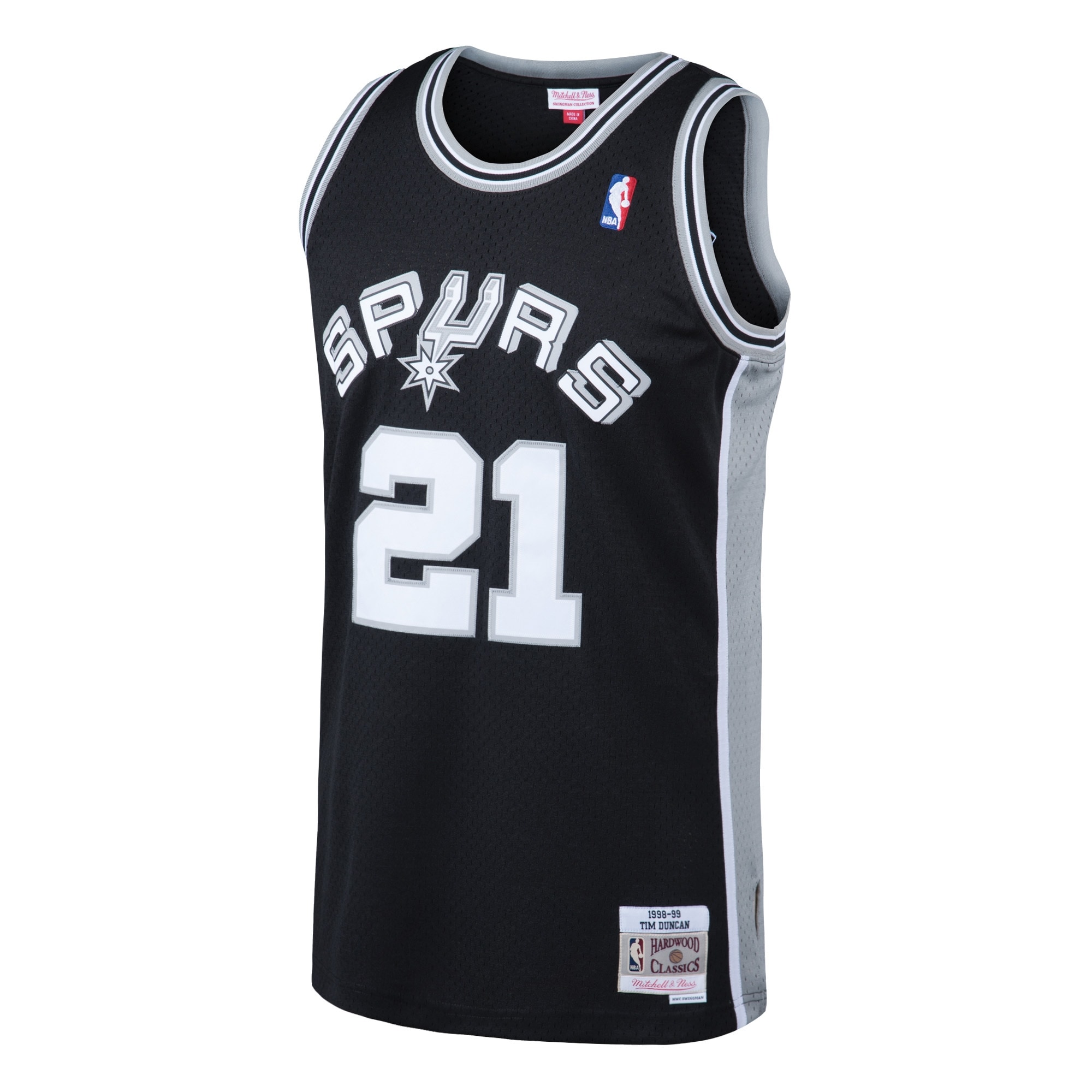 San Antonio Spurs mens san antonio spurs tim duncan mitchell  ness black 199899 hardwood classics swingman jersey Collection | Official Spurs Store
