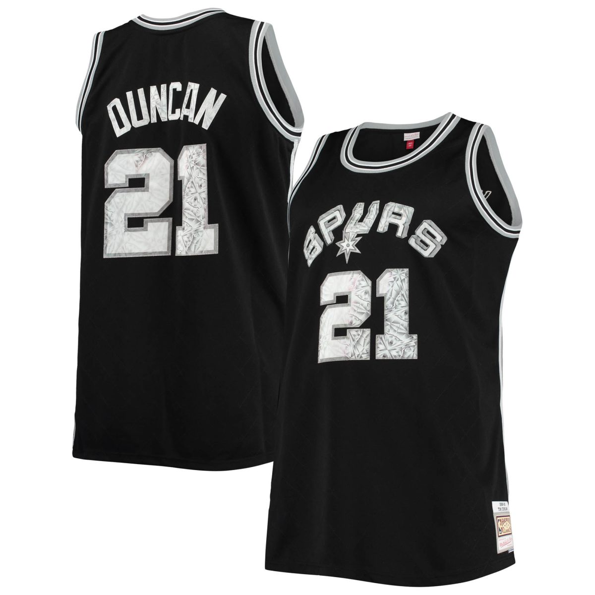 San Antonio Spurs mens san antonio spurs tim duncan mitchell  ness black big  tall 199899 nba 75th anniversary diamond swingman jersey Collection | Official Spurs Store
