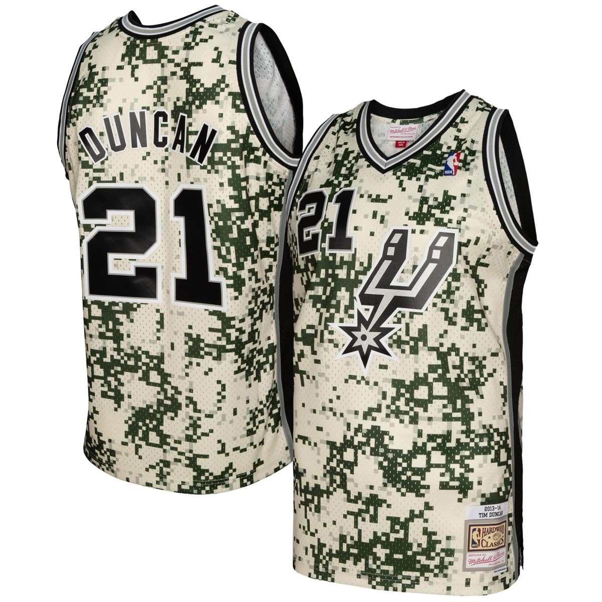 San Antonio Spurs mens san antonio spurs tim duncan mitchell  ness camo 201314 swingman jersey Collection | Official Spurs Store
