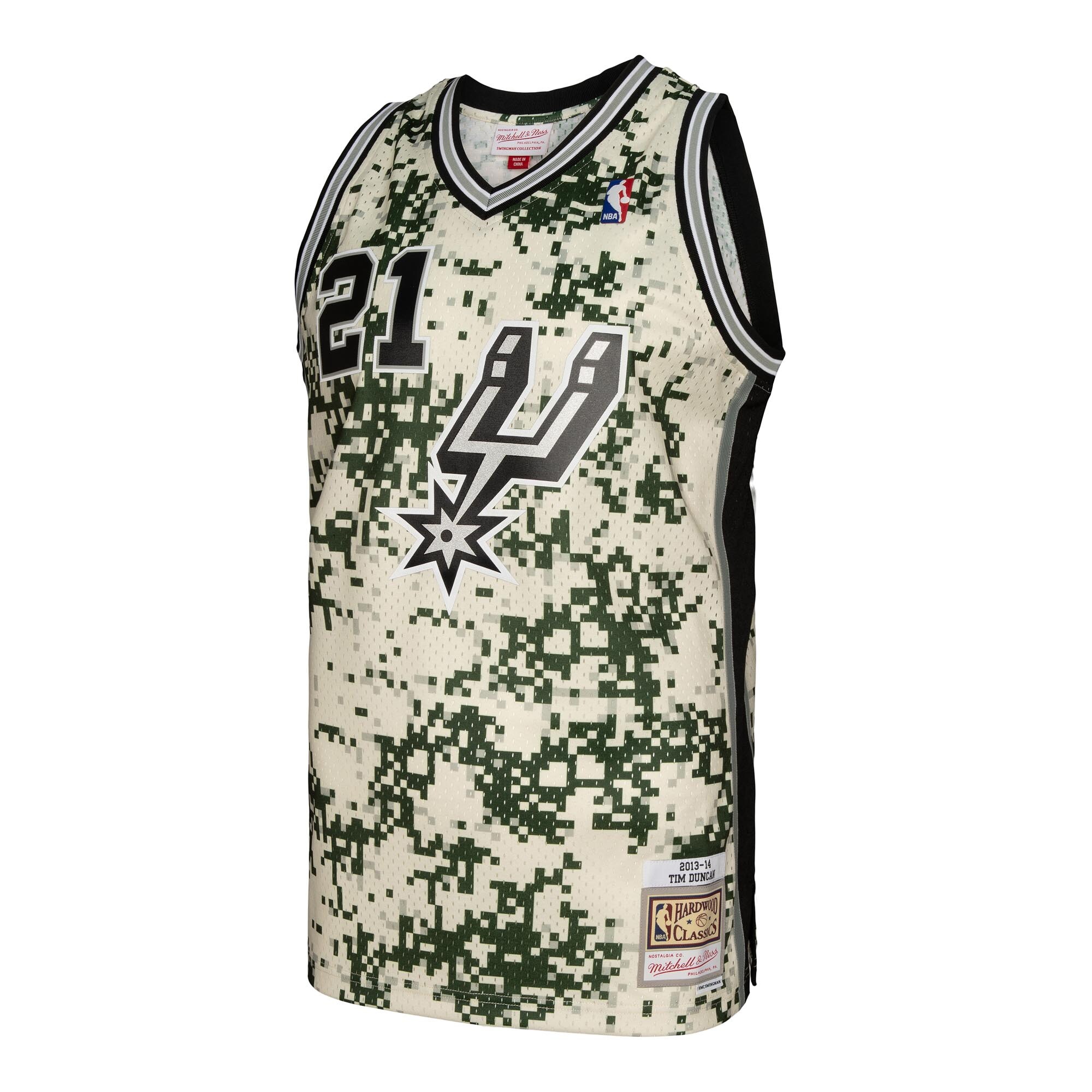 San Antonio Spurs mens san antonio spurs tim duncan mitchell  ness camo 201314 swingman jersey Collection | Official Spurs Store