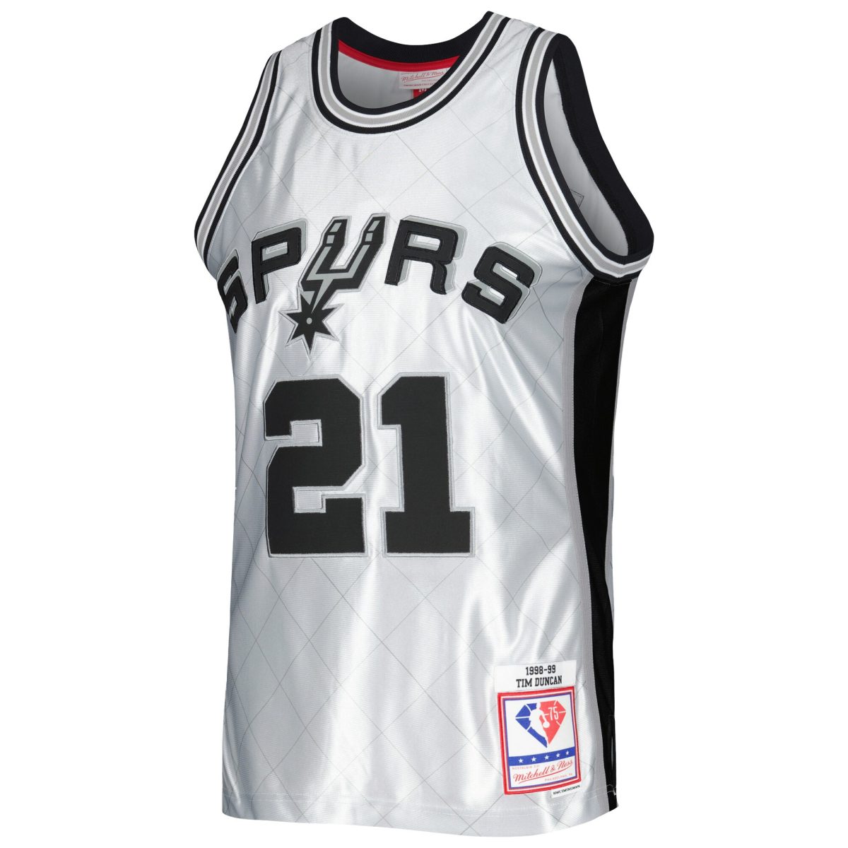 San Antonio Spurs mens san antonio spurs tim duncan mitchell  ness platinum 199899 hardwood classics 75th anniversary swingman jersey Collection | Official Spurs Store