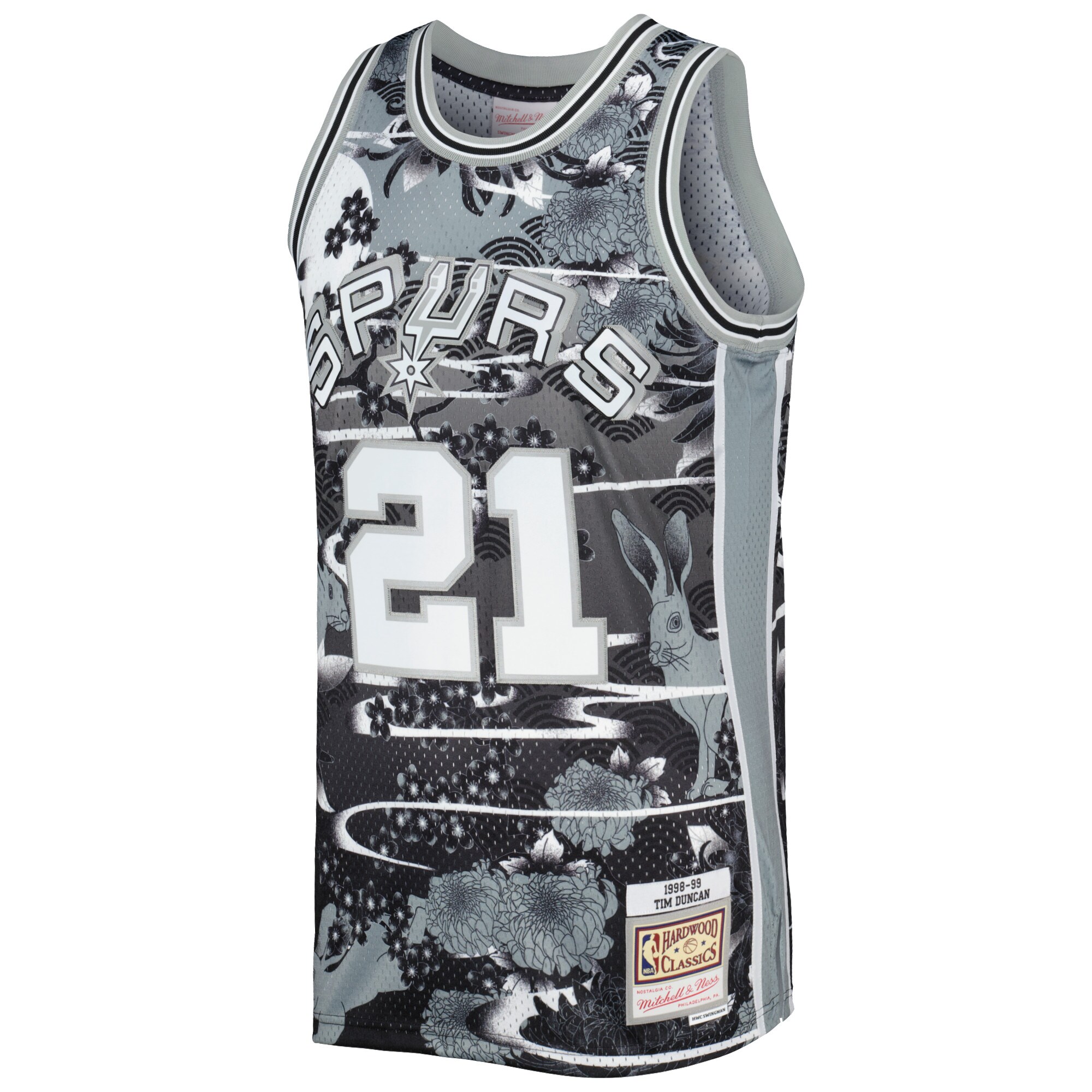 San Antonio Spurs mens san antonio spurs tim duncan mitchell  ness silver 199899 hardwood classics lunar new year swingman jersey Collection | Official Spurs Store