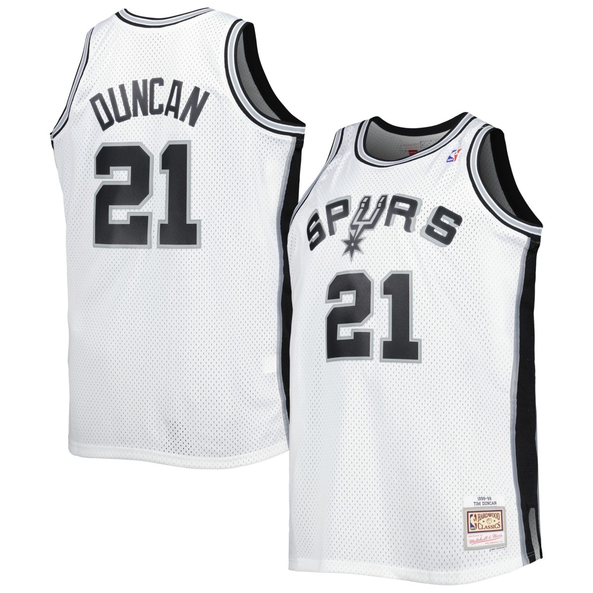 San Antonio Spurs mens san antonio spurs tim duncan mitchell  ness white big  tall hardwood classics 199899 swingman jersey Collection | Official Spurs Store
