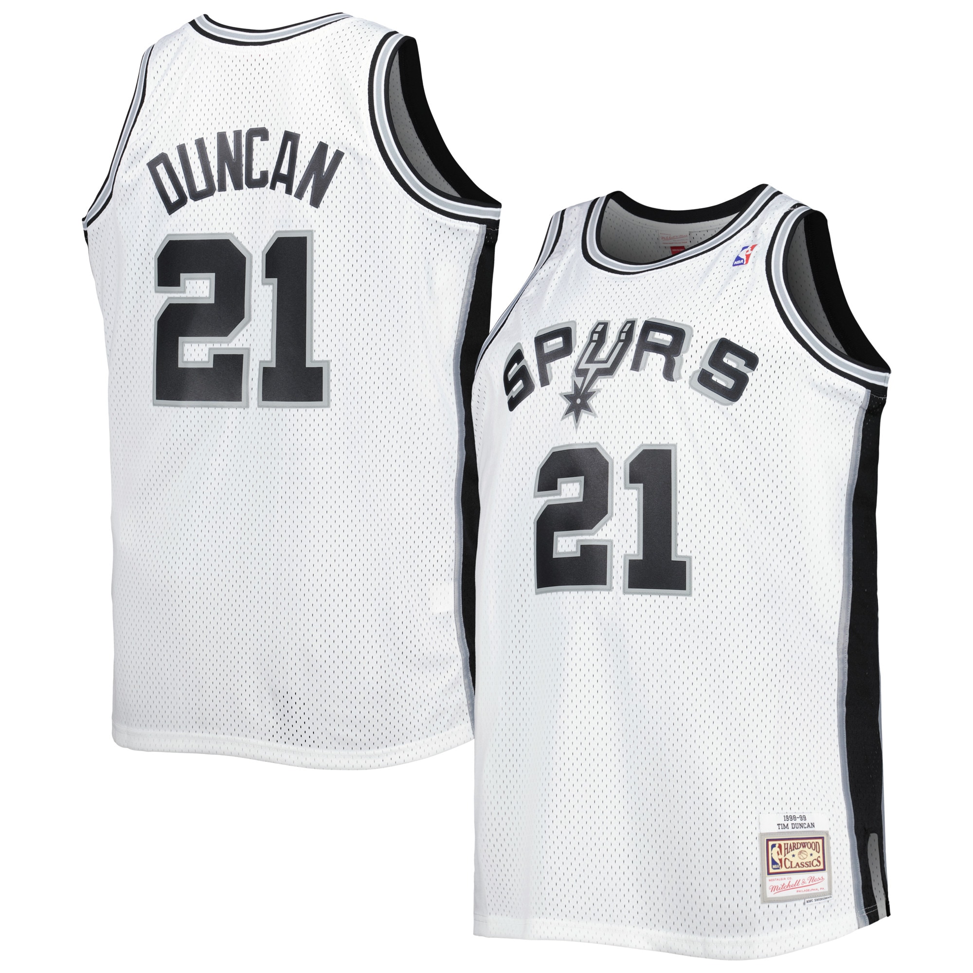 San Antonio Spurs mens san antonio spurs tim duncan mitchell  ness white big  tall hardwood classics 199899 swingman jersey Collection | Official Spurs Store