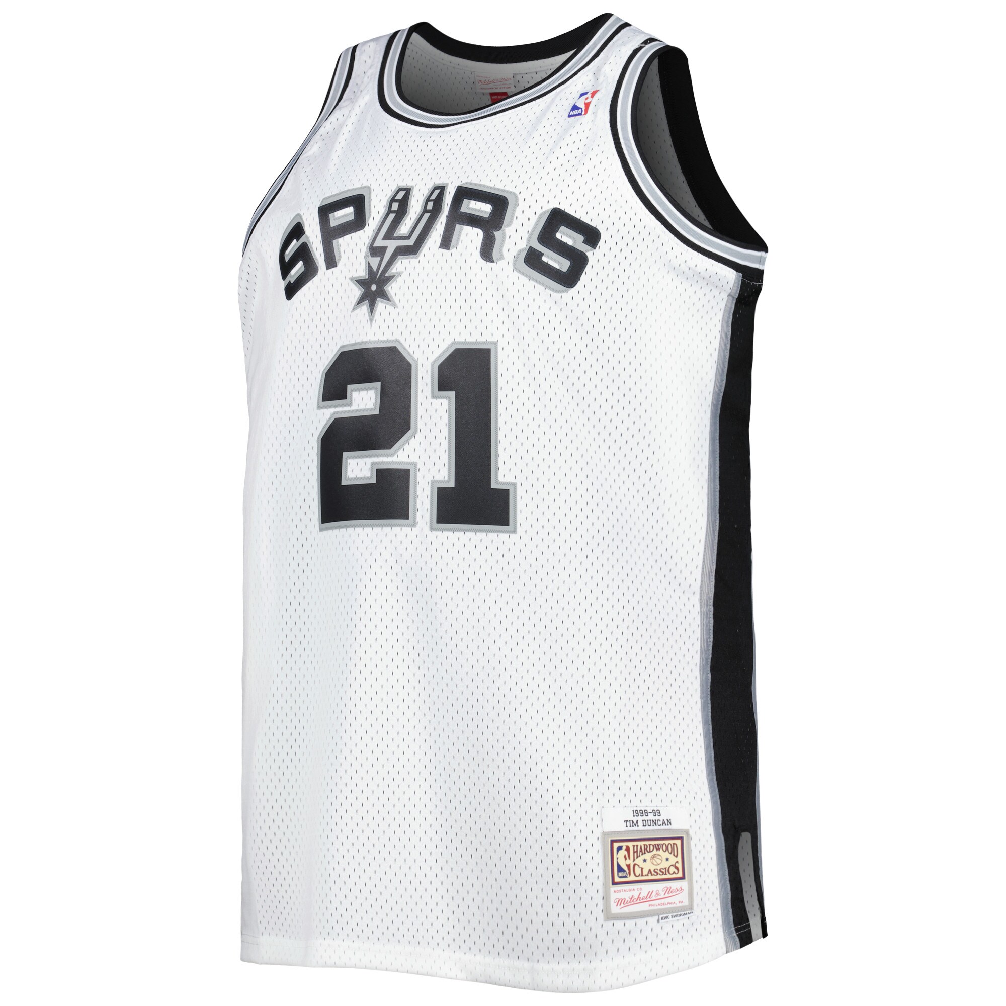 San Antonio Spurs mens san antonio spurs tim duncan mitchell  ness white big  tall hardwood classics 199899 swingman jersey Collection | Official Spurs Store