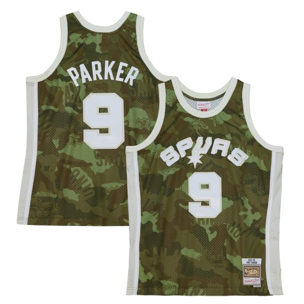San Antonio Spurs mens san antonio spurs tony parker mitchell  ness camo hardwood classics 200001 ghost green swingman jersey Collection | Official Spurs Store