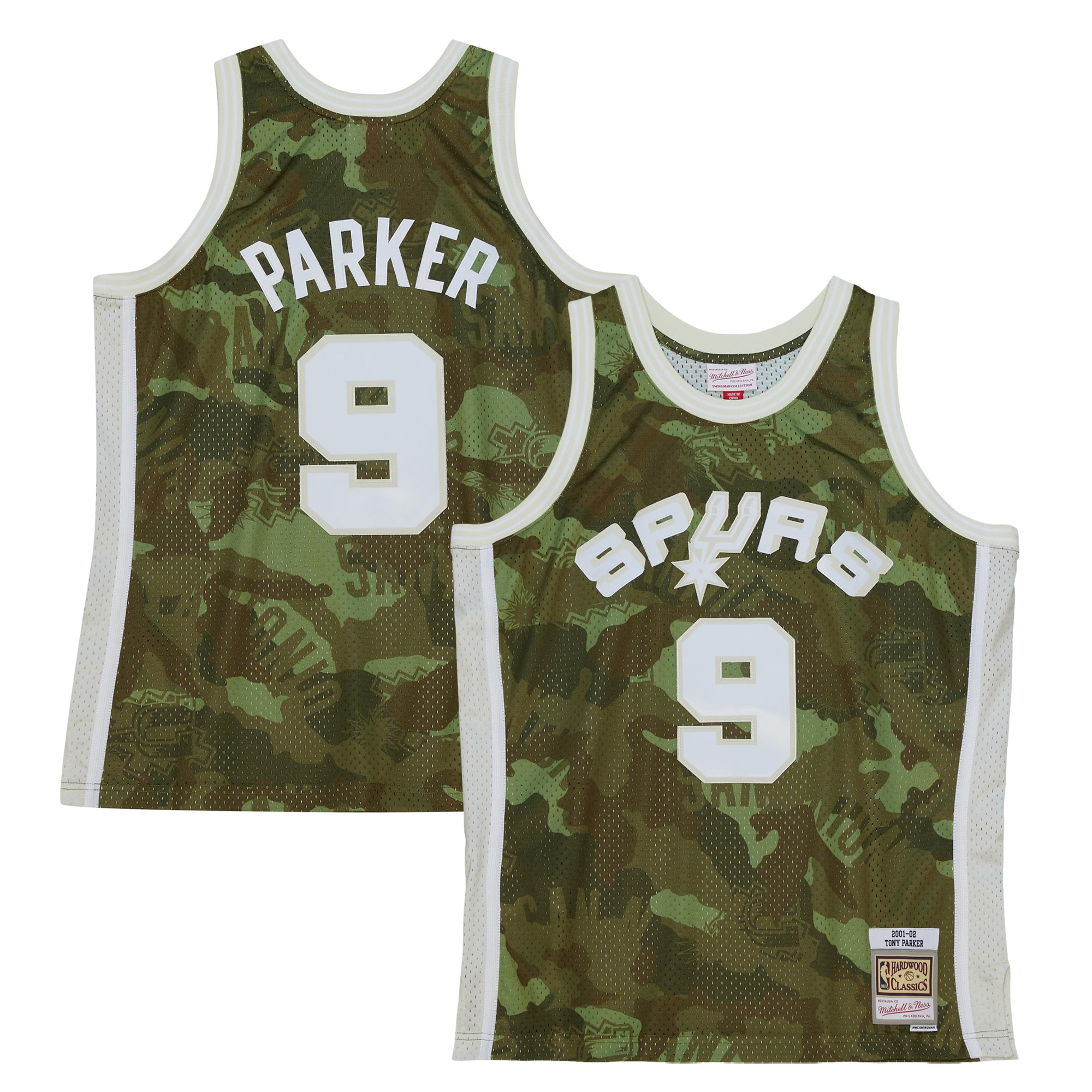 San Antonio Spurs mens san antonio spurs tony parker mitchell  ness camo hardwood classics 200001 ghost green swingman jersey Collection | Official Spurs Store