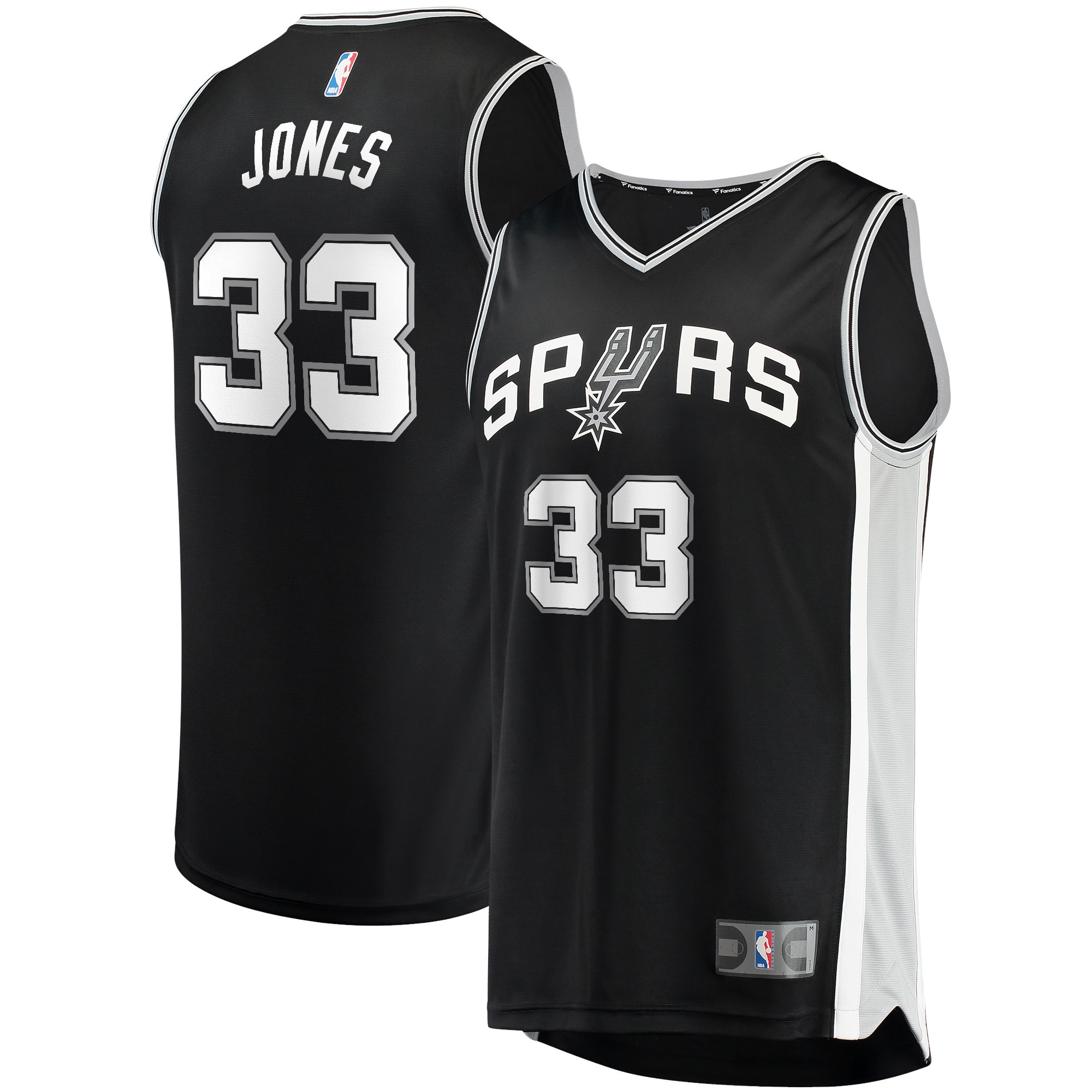 San Antonio Spurs mens san antonio spurs tre jones fanatics black fast break replica jersey – icon edition Collection | Official Spurs Store