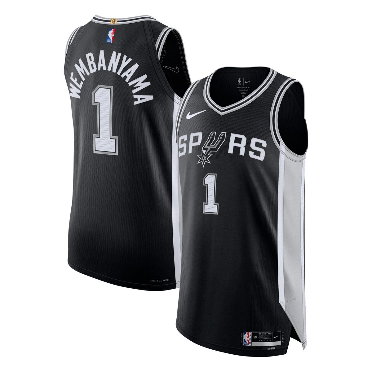 San Antonio Spurs mens san antonio spurs victor wembanyama nike black authentic jersey – icon edition Collection | Official Spurs Store