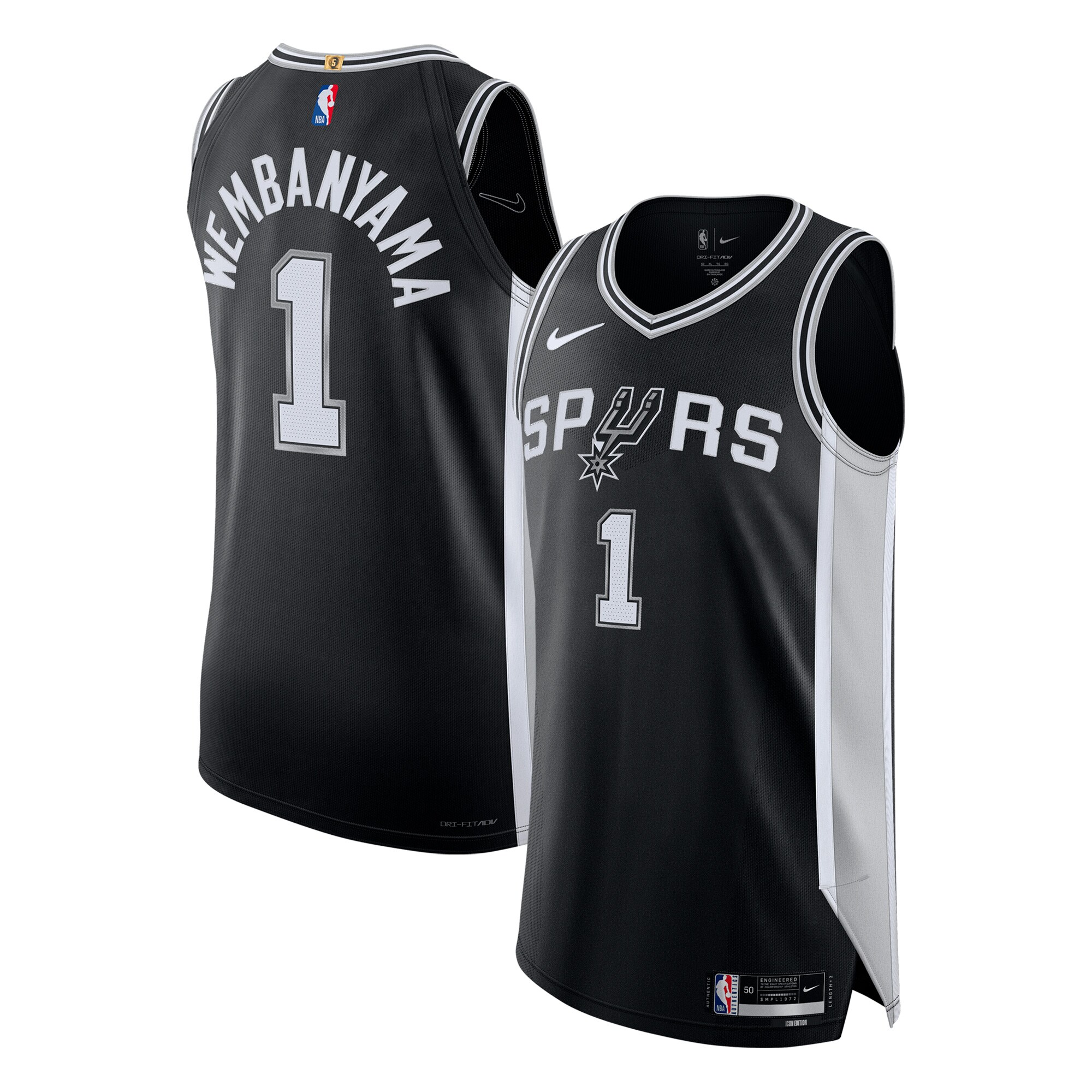 San Antonio Spurs mens san antonio spurs victor wembanyama nike black authentic jersey – icon edition Collection | Official Spurs Store