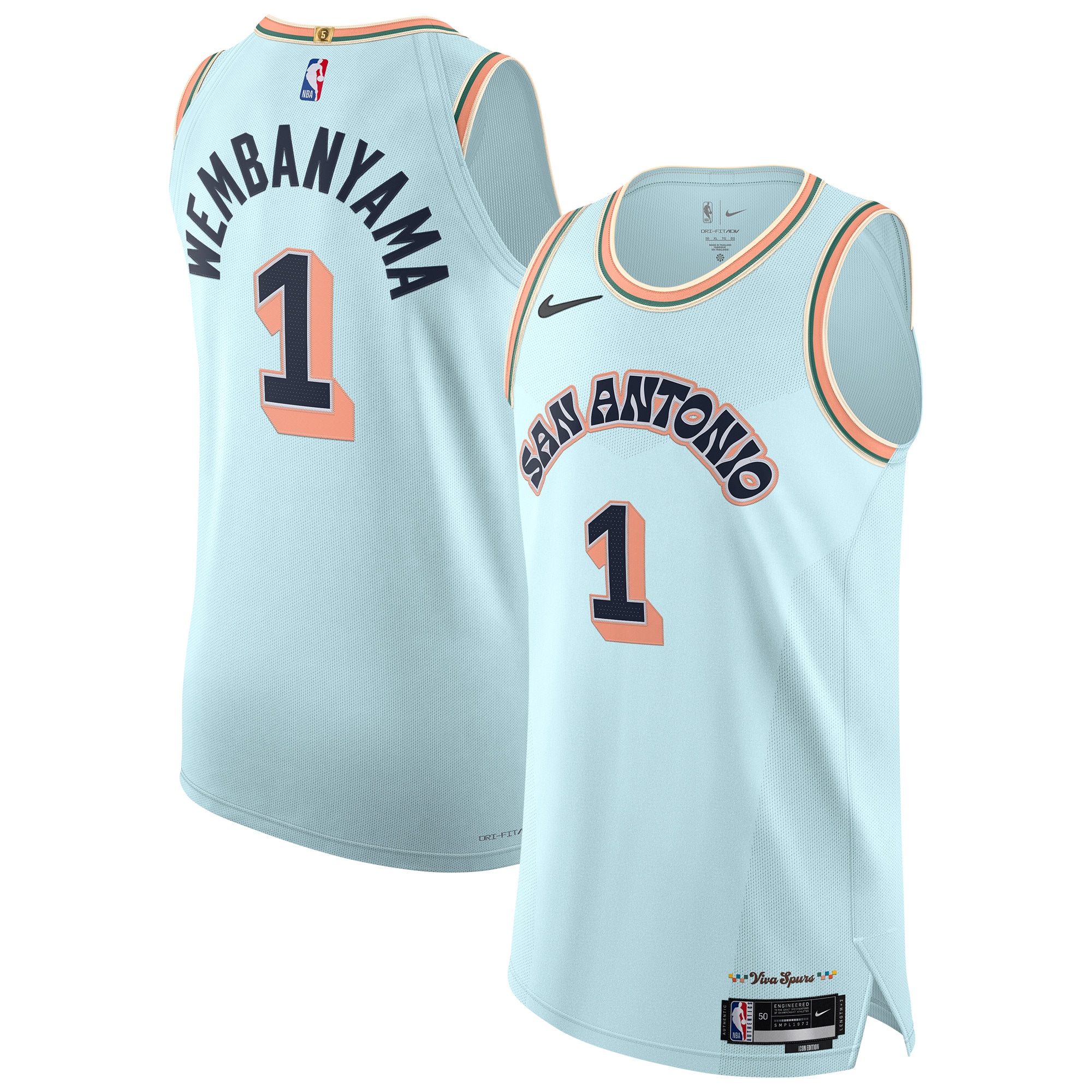 San Antonio Spurs mens san antonio spurs victor wembanyama nike light blue 202425 authentic player jersey – city edition Collection | Official Spurs Store
