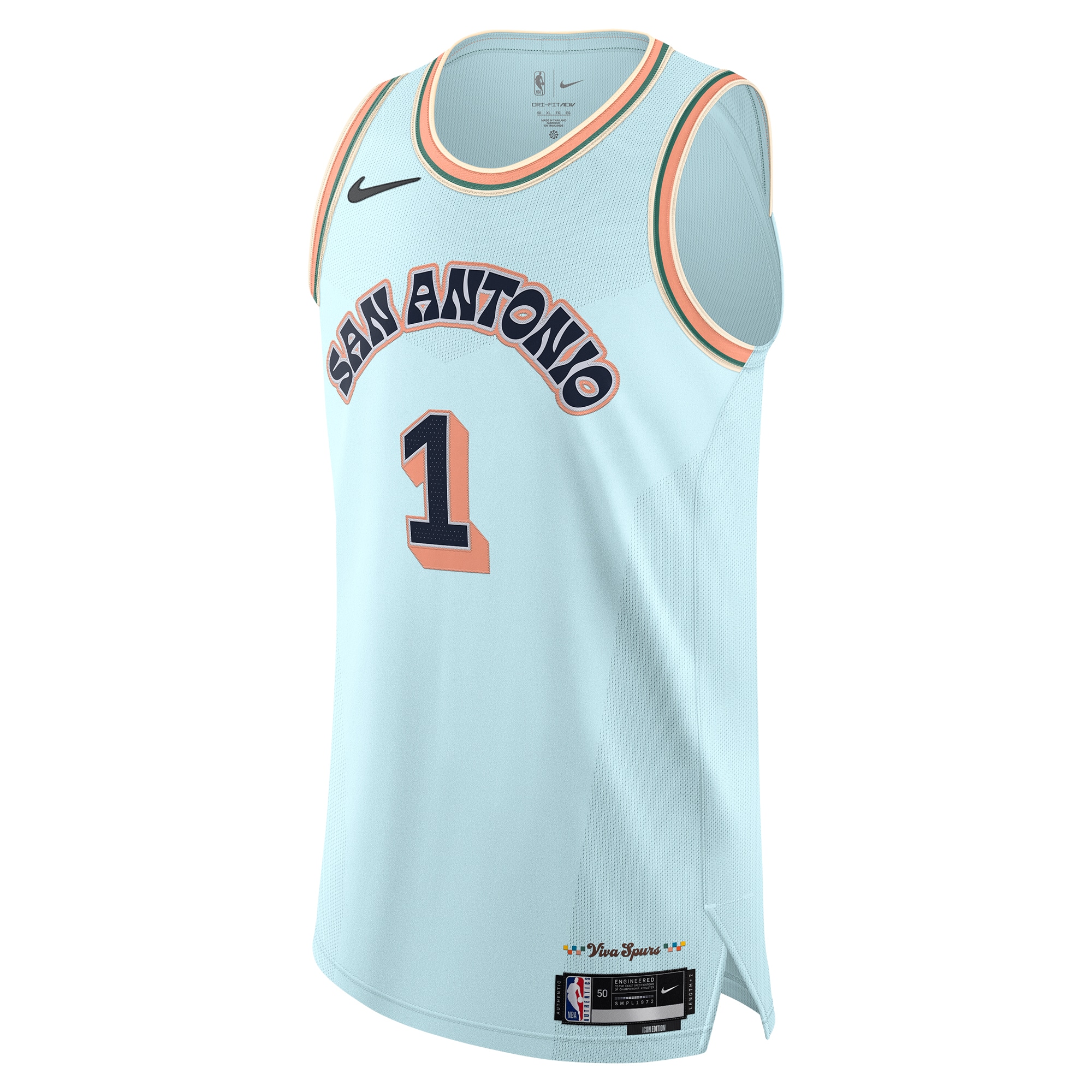 San Antonio Spurs mens san antonio spurs victor wembanyama nike light blue 202425 authentic player jersey – city edition Collection | Official Spurs Store