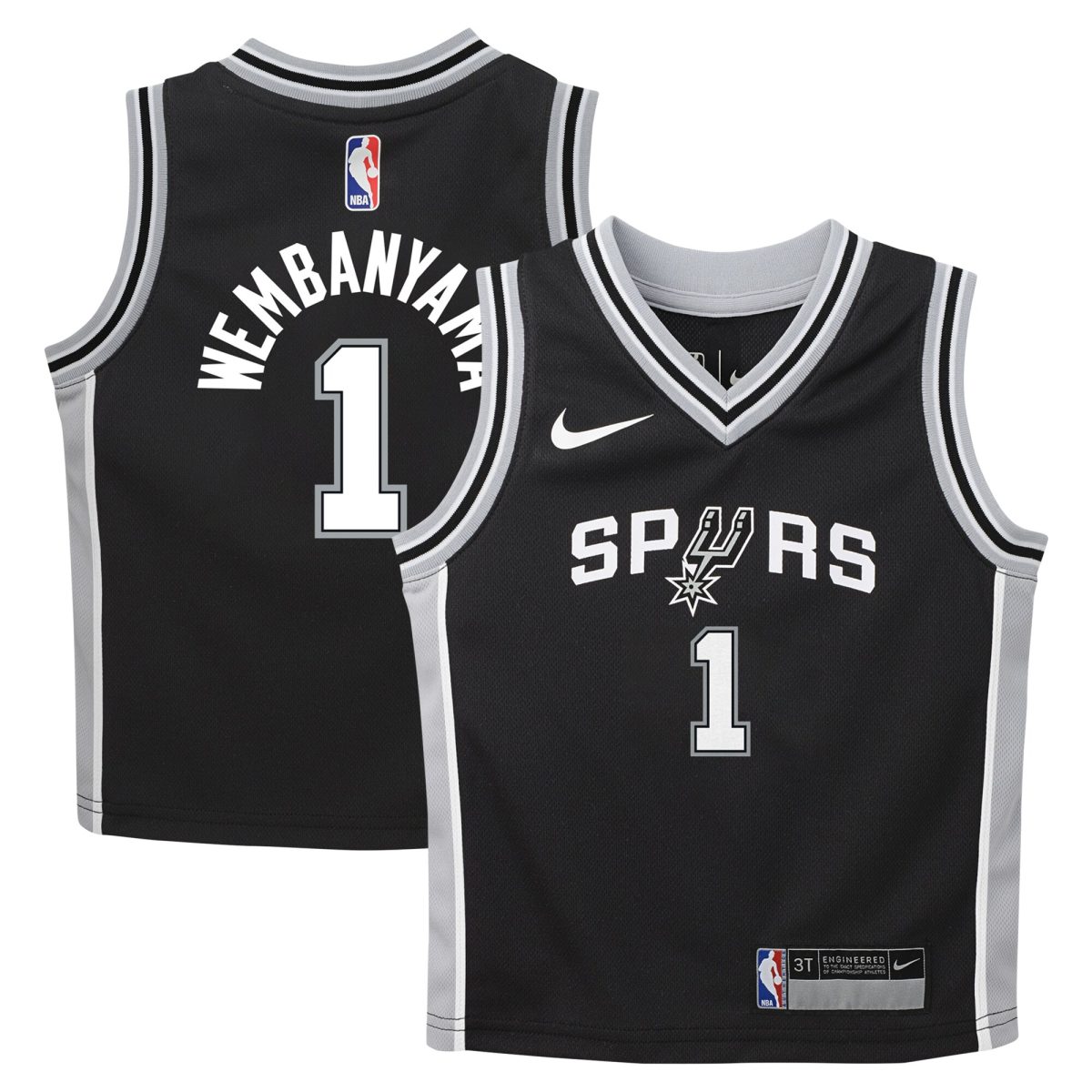 San Antonio Spurs preschool san antonio spurs victor wembanyama nike black swingman player jersey – icon edition Collection | Official Spurs Store