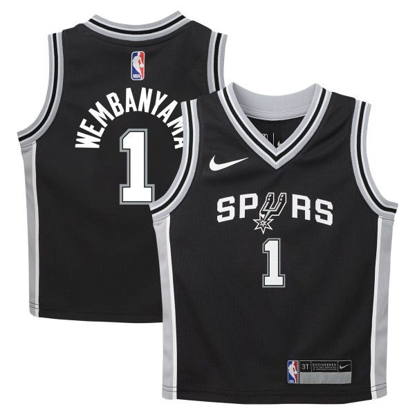 San Antonio Spurs preschool san antonio spurs victor wembanyama nike black swingman player jersey – icon edition Collection | Official Spurs Store