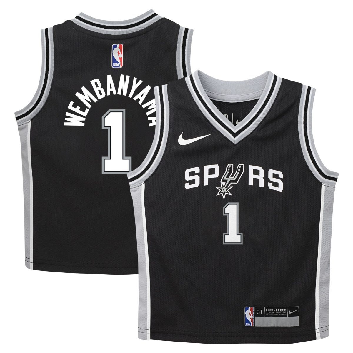 San Antonio Spurs toddler san antonio spurs victor wembanyama nike black swingman player jersey – icon edition Collection | Official Spurs Store