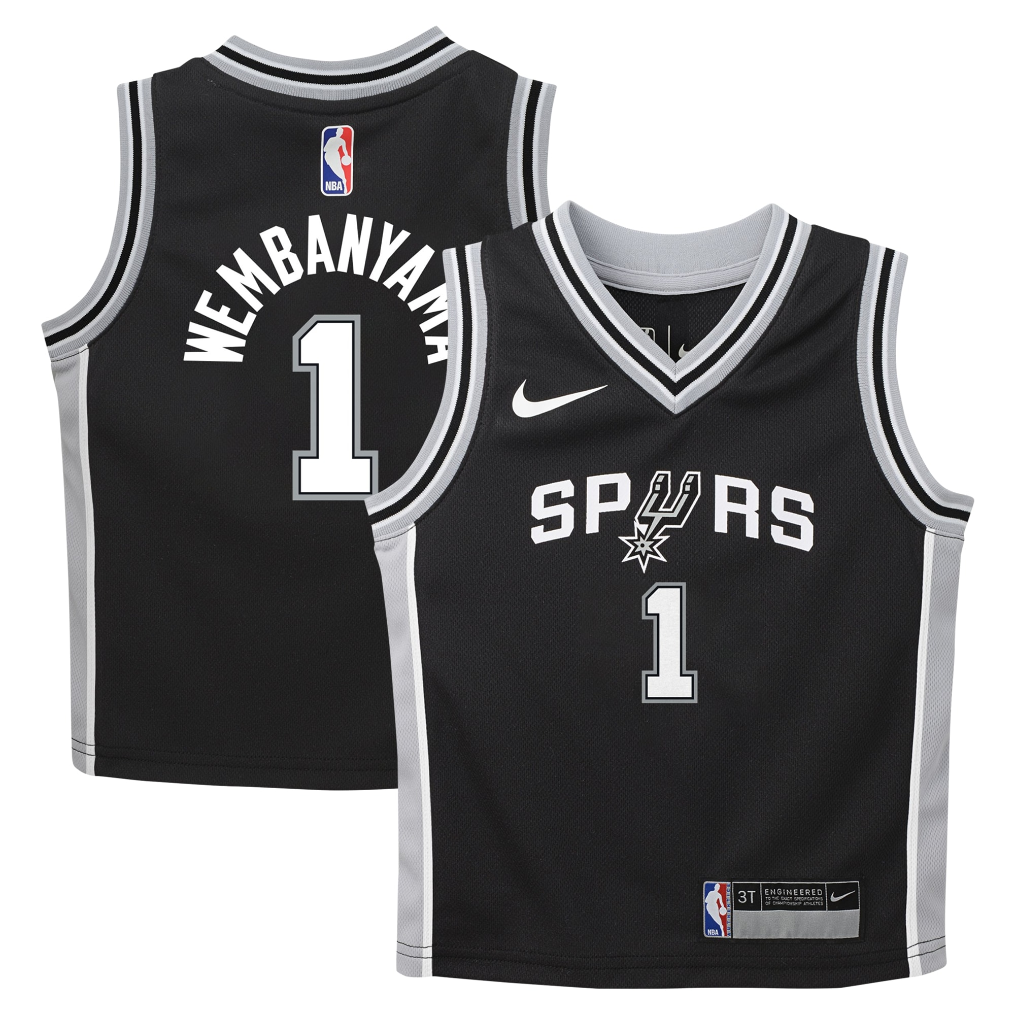 San Antonio Spurs toddler san antonio spurs victor wembanyama nike black swingman player jersey – icon edition Collection | Official Spurs Store
