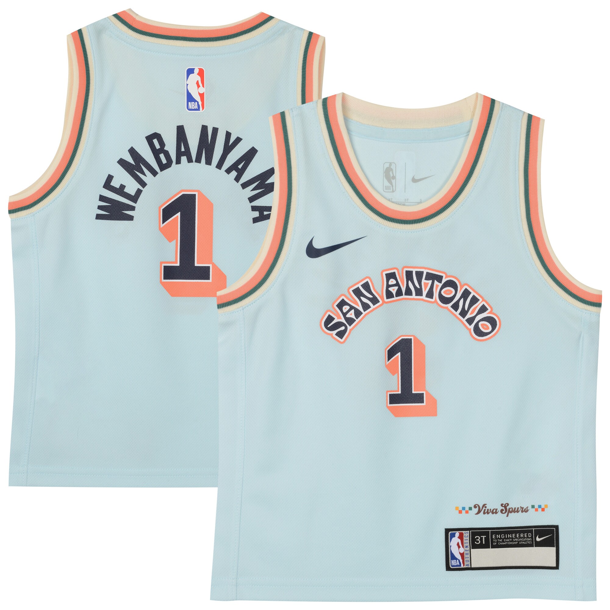 San Antonio Spurs toddler san antonio spurs victor wembanyama nike light blue 202425 swingman player jersey – city edition Collection | Official Spurs Store
