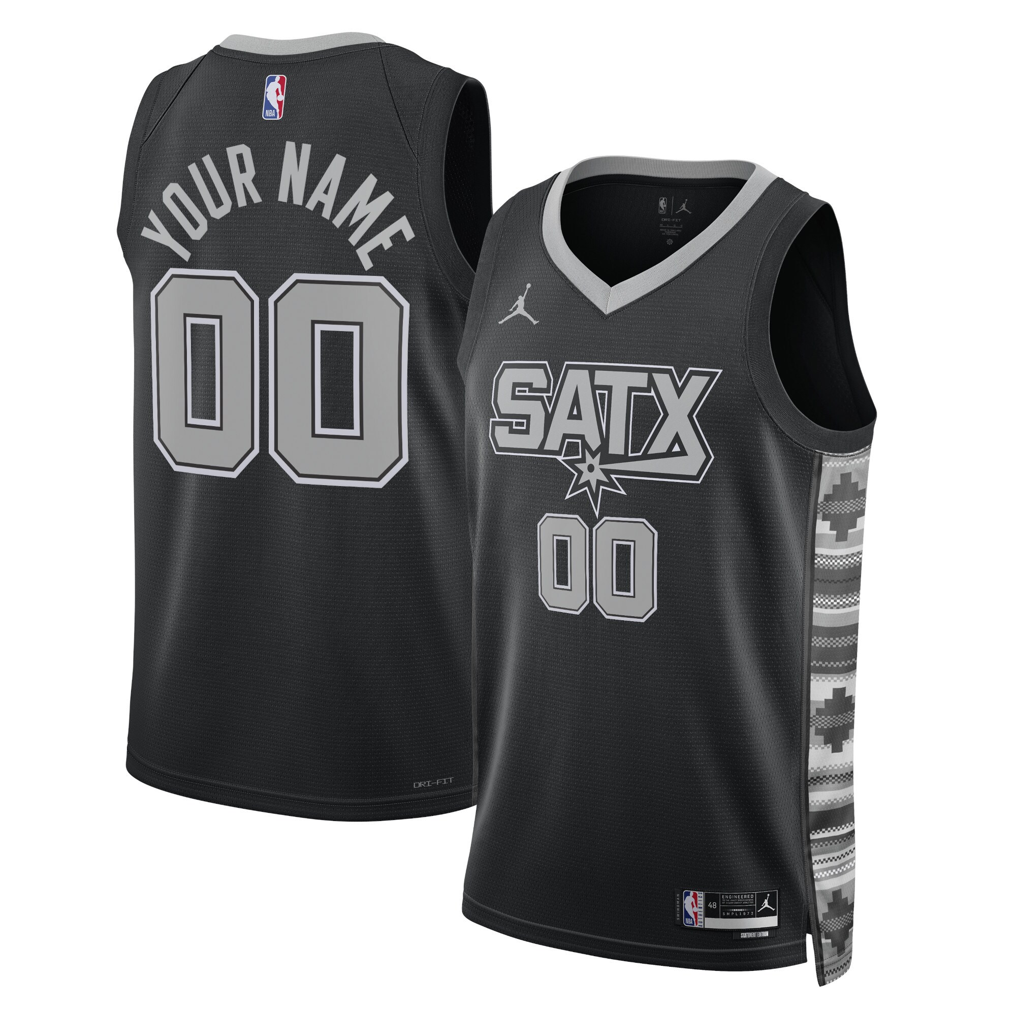 San Antonio Spurs unisex san antonio spurs jordan brand black 202223 swingman custom jersey – statement edition Collection | Official Spurs Store